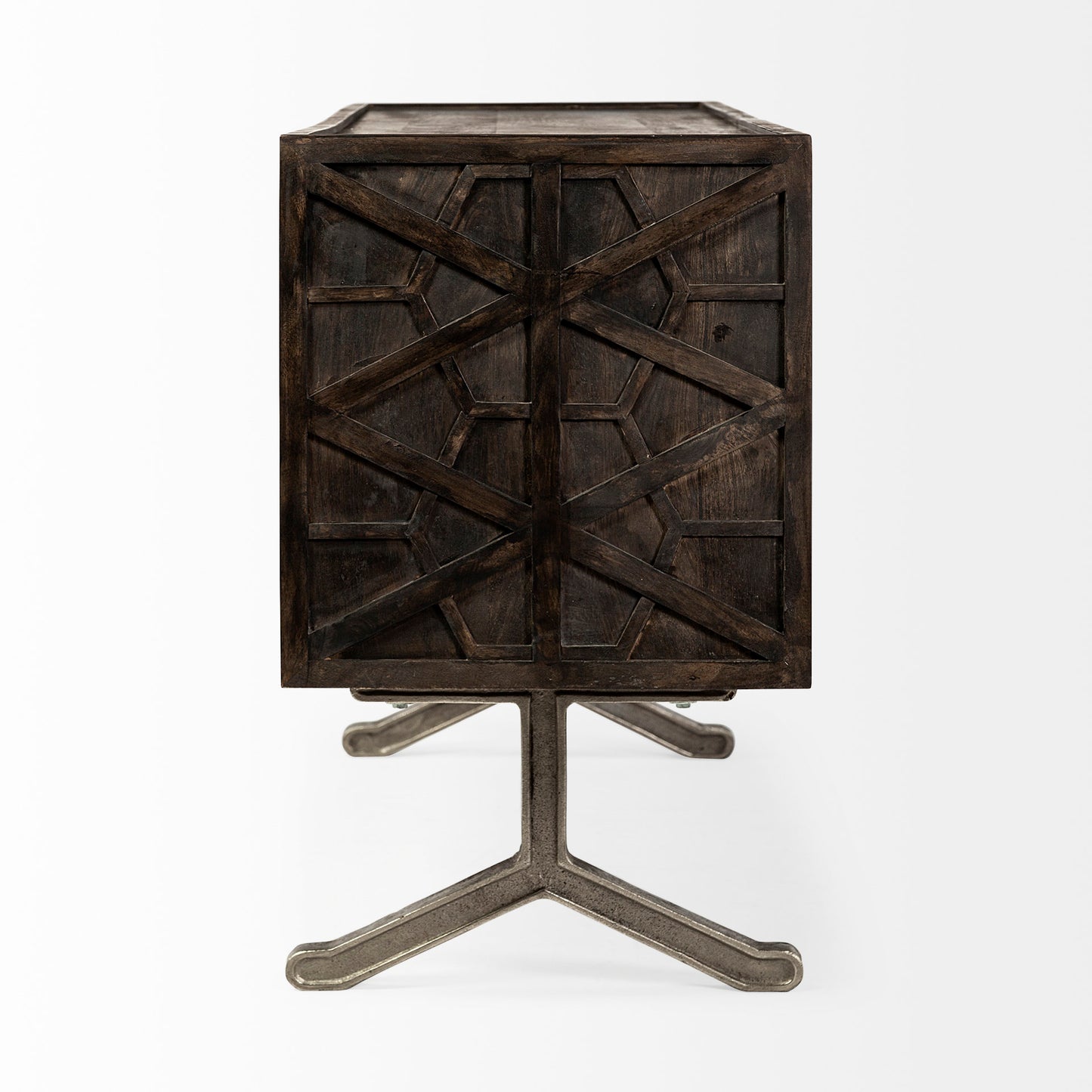 Hollandsworth Sideboard Brown Wood | Nickel Tone Metal - sideboards-and-buffets