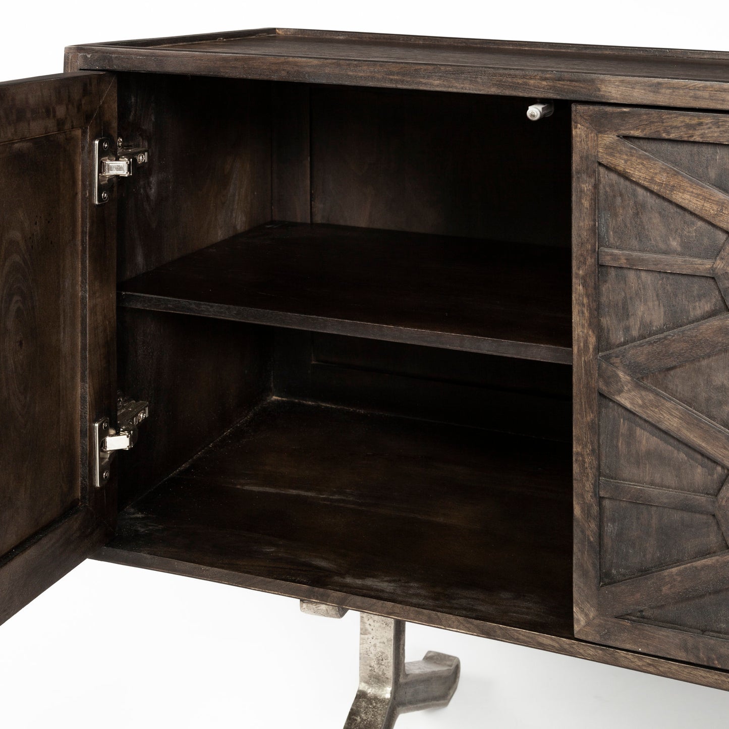 Hollandsworth Sideboard Brown Wood | Nickel Tone Metal - sideboards-and-buffets