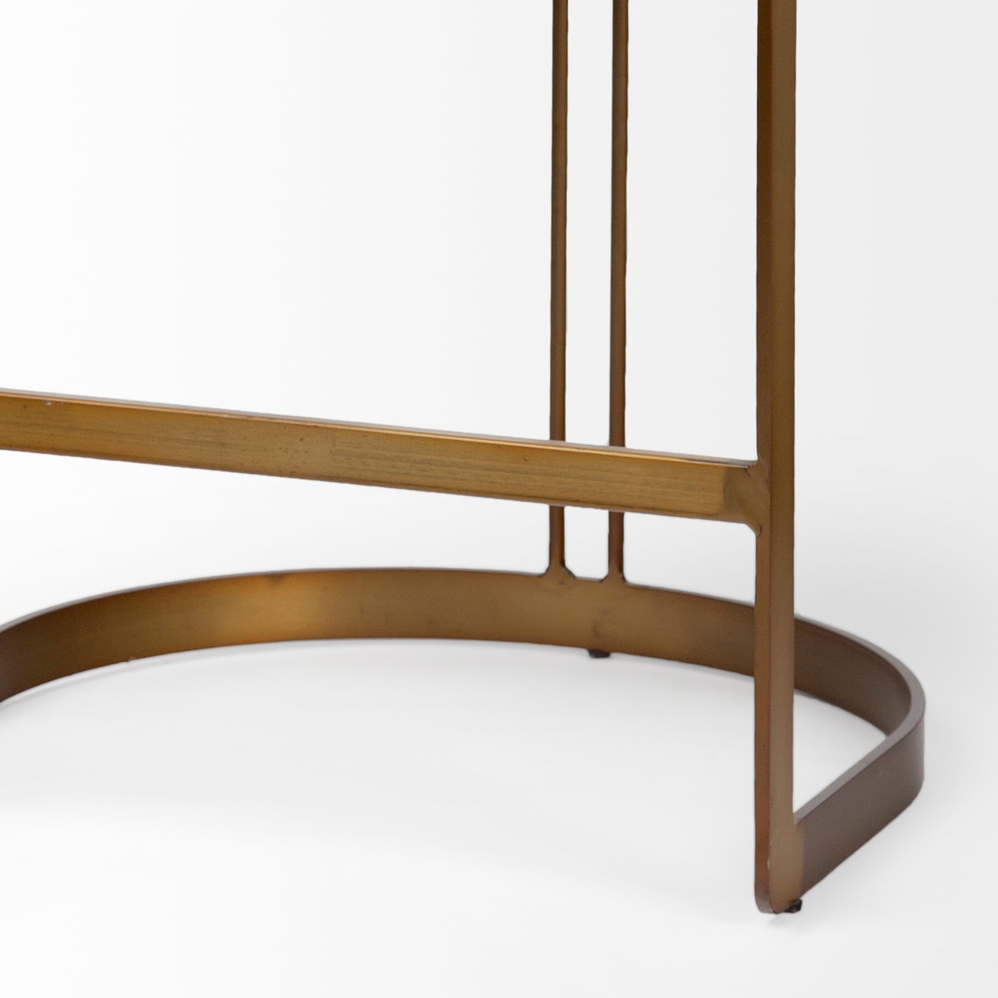 Hollyfield Leather Seat Bar Counter Stool Black Leather | Antiqued Gold Metal | Counter - bar-stools