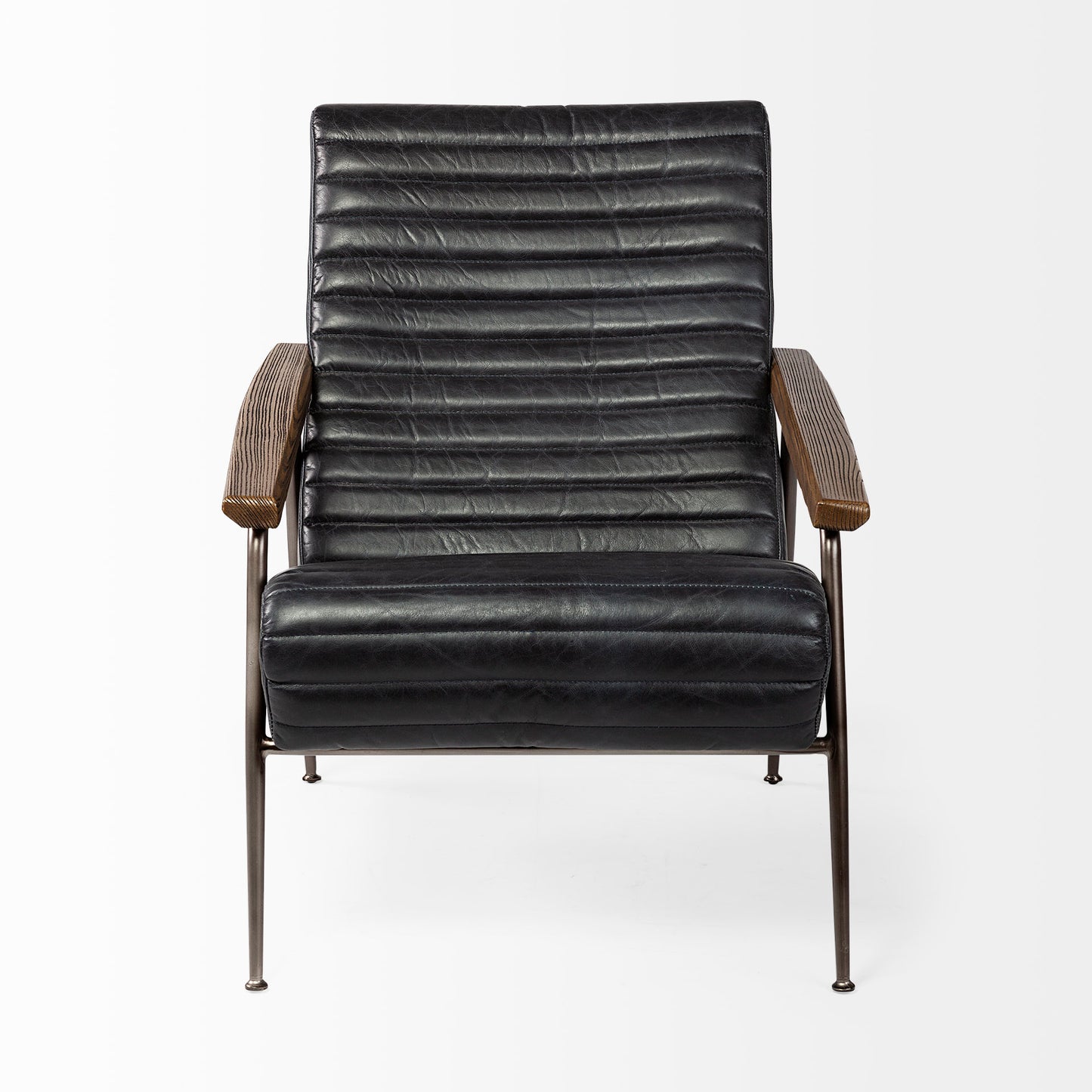 Grosjean Accent Chair Black Leather | Bronze Metal - accent-chairs