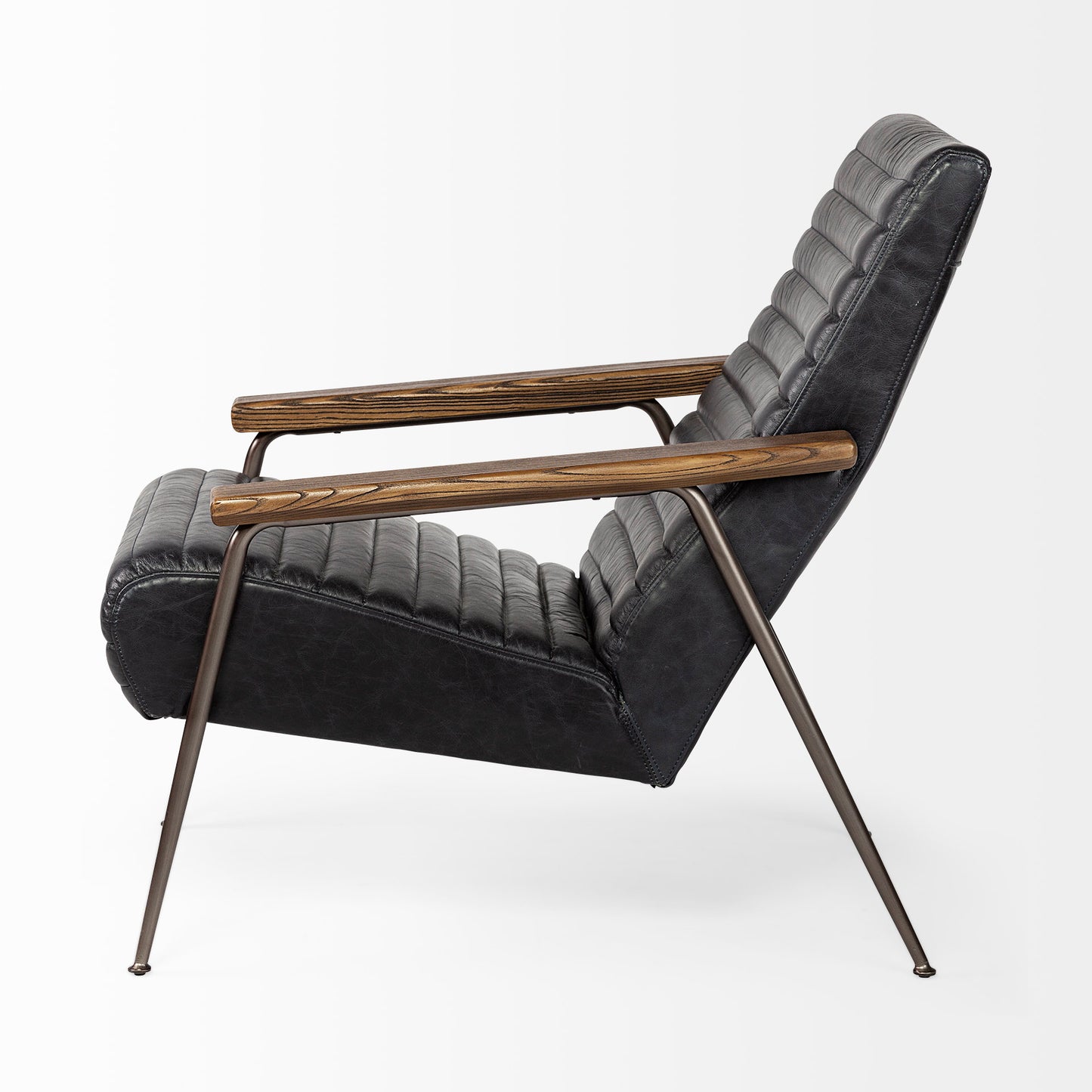 Grosjean Accent Chair Black Leather | Bronze Metal - accent-chairs