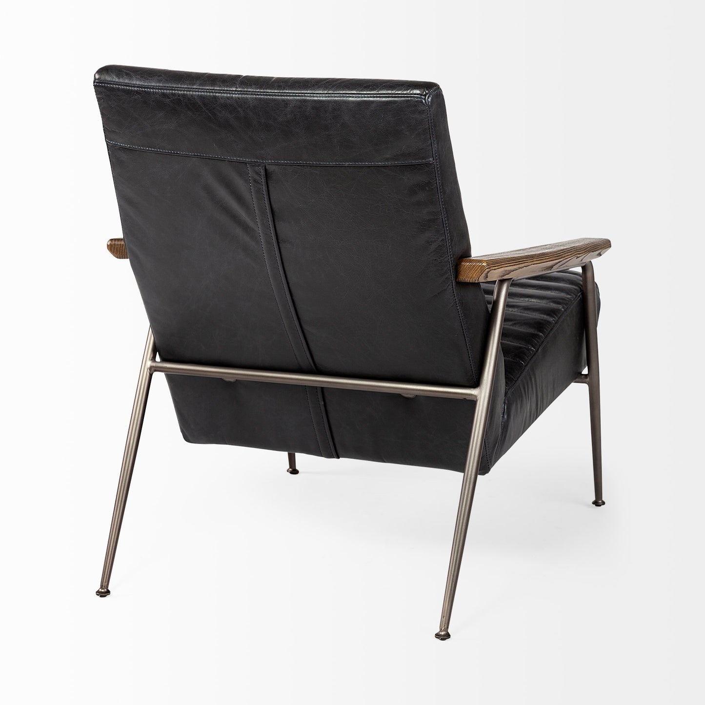 Grosjean Accent Chair Black Leather | Bronze Metal - accent-chairs