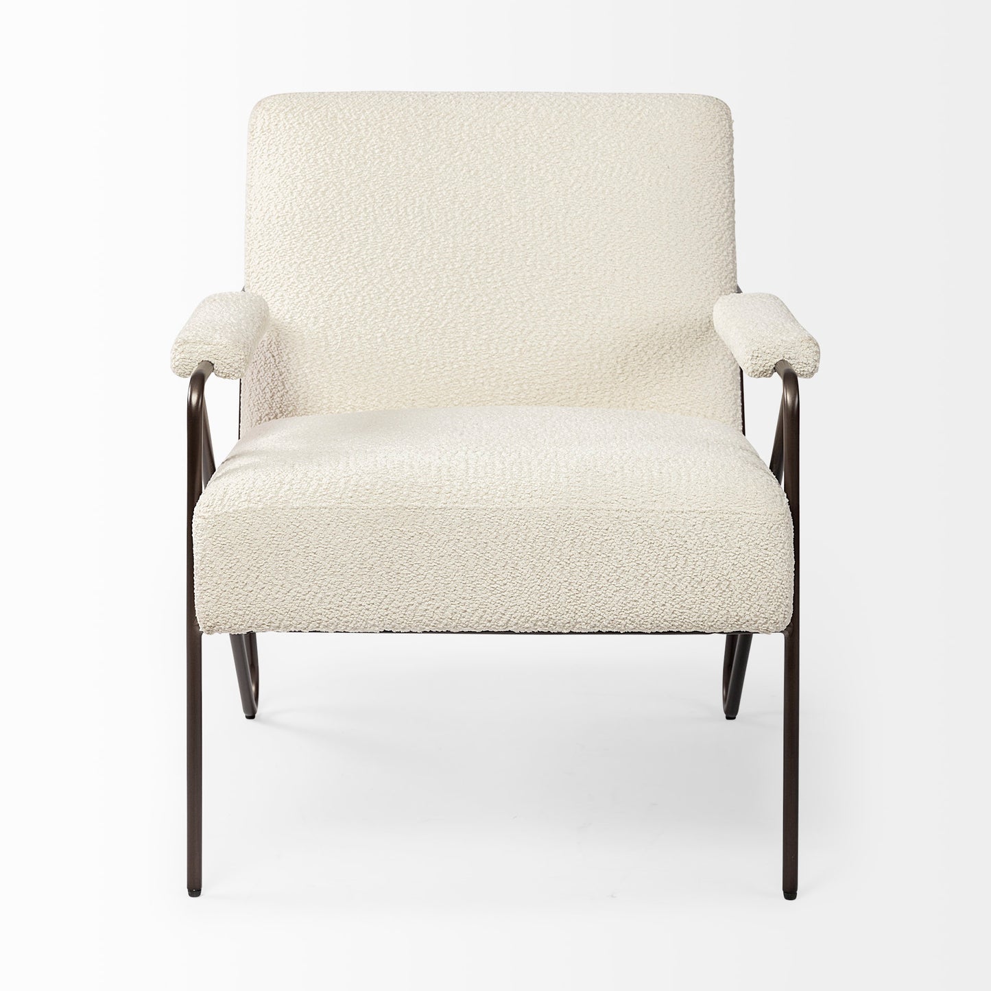 Vicunya Accent Chair Cream Boucle | Brown Metal - accent-chairs