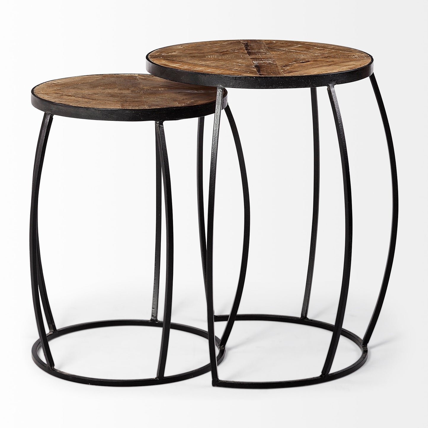 Clapp Accent Table Brown Wood | Black Metal | X Pattern - accent-tables