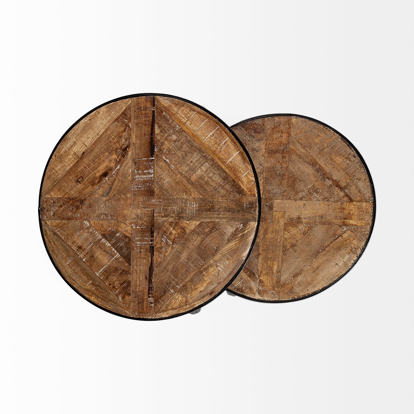 Clapp Accent Table Brown Wood | Black Metal | X Pattern - accent-tables