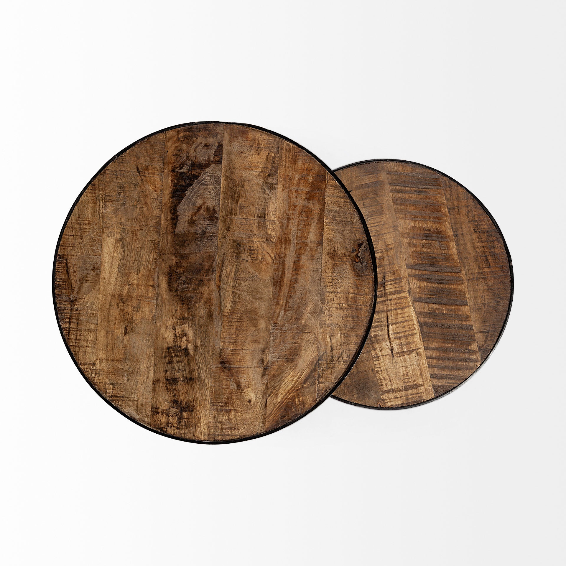 Clapp Accent Table Brown Wood | Black Metal | Line Pattern - accent-tables