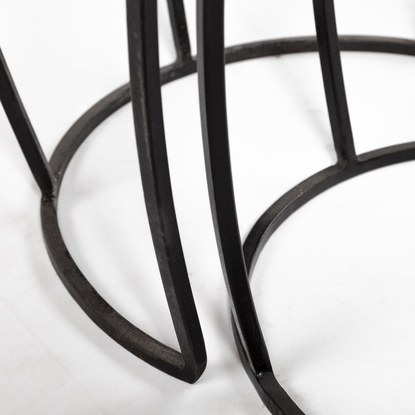 Clapp IV (Set of 2) 20L x 20W Brown Round Wood Top W/ Black Iron Frame Nesting Accent Tables
