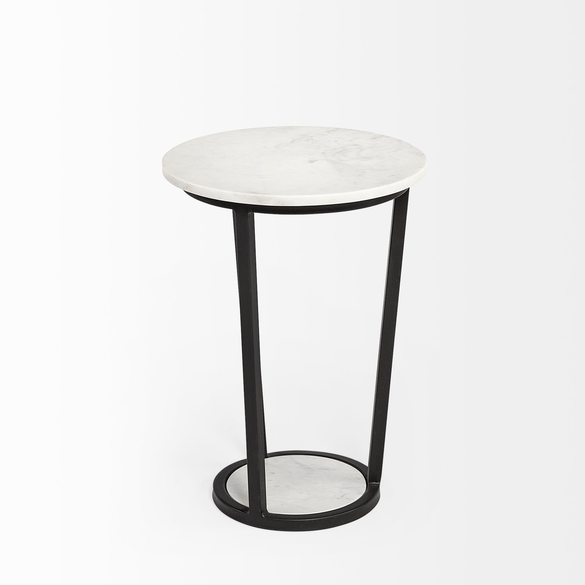 Bombola Accent Table White Marble | Black Metal | 15W - accent-tables