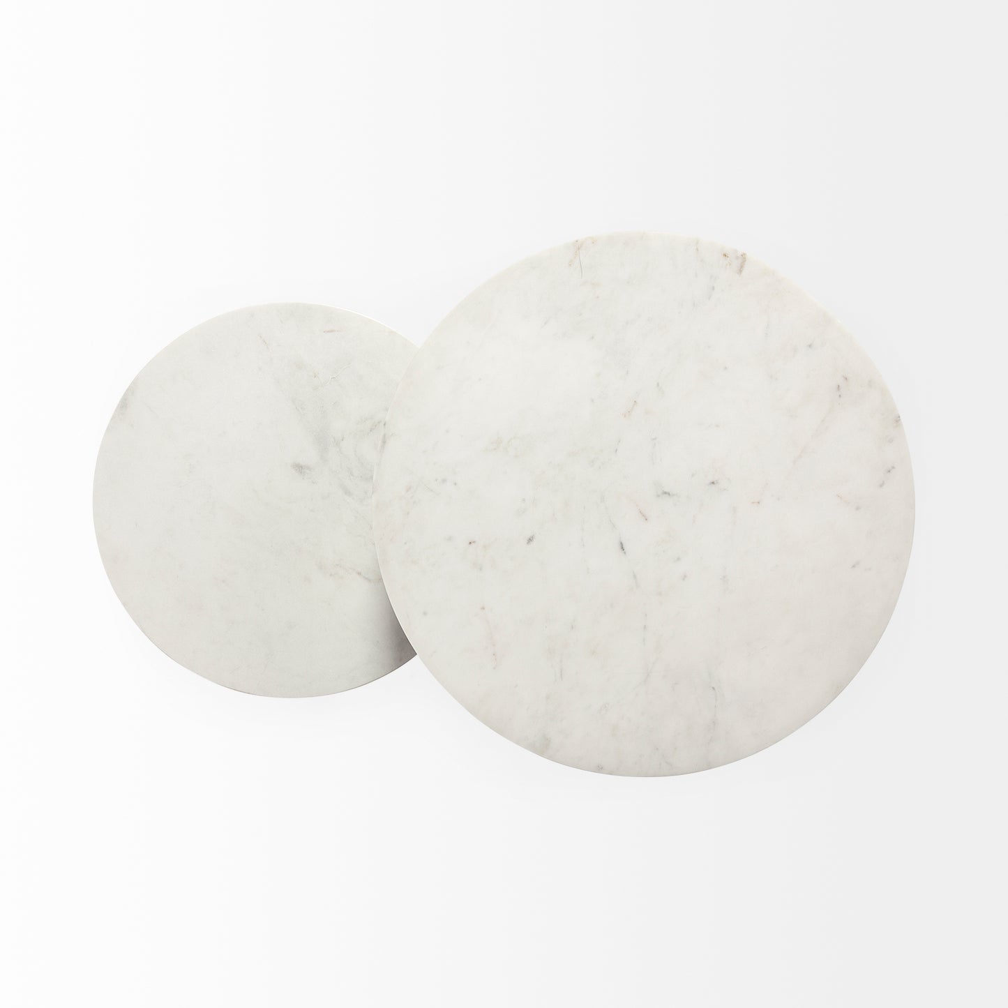 Bombola II (Large) 18L x 18W White Round Marble Top W/Black Metal Frame Accent Table