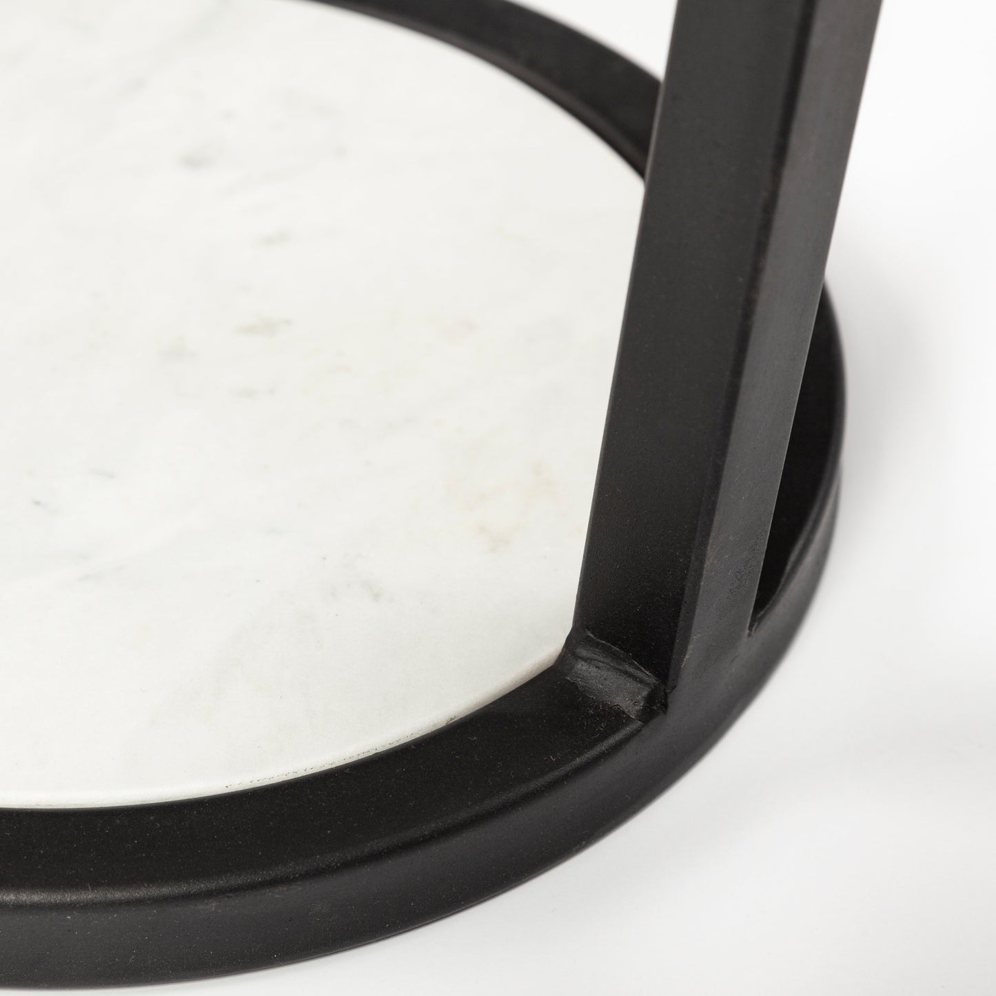 Bombola Accent Table White Marble | Black Metal | 15W - accent-tables