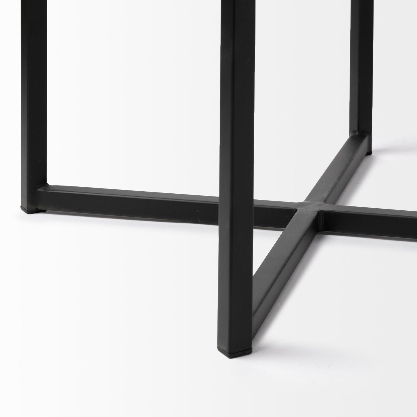 Frodo 26.4H Seat Height White Fabric Seat Black Metal Base Stool
