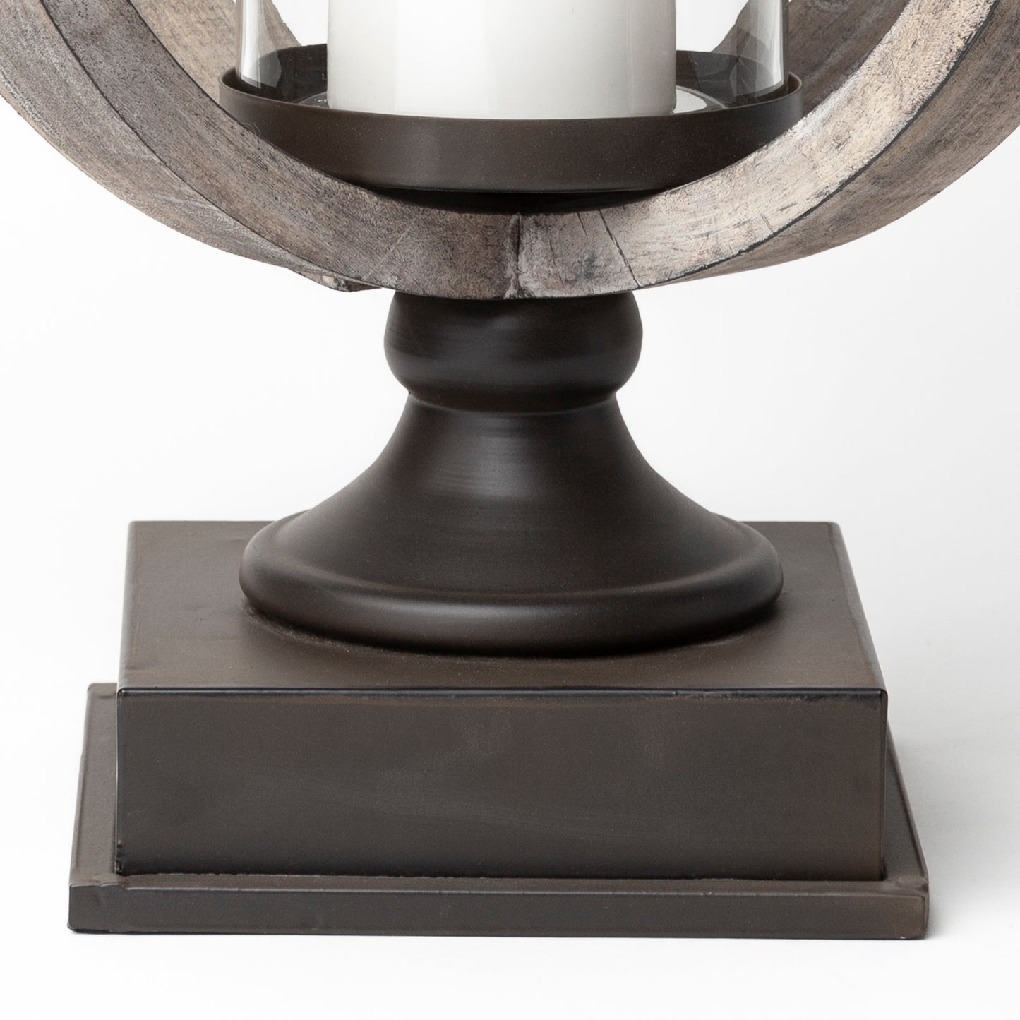 Brillion Large Rustic Wood Metal Table Candle Holder