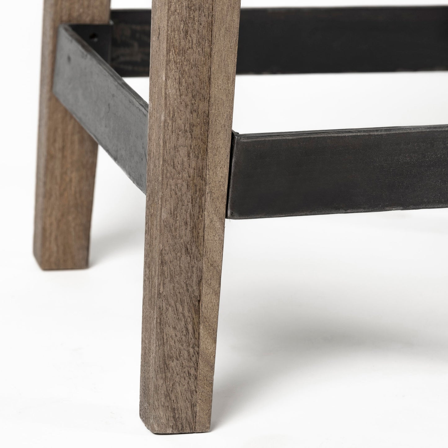 Nell 30" Seat Height Black Metal Seat & Foot Rest With Brown Wood Legs Stool