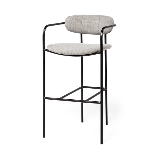 Parker Upholstered Seat Bar Counter Stool Gray Fabric | Black Metal | Bar - bar-stools