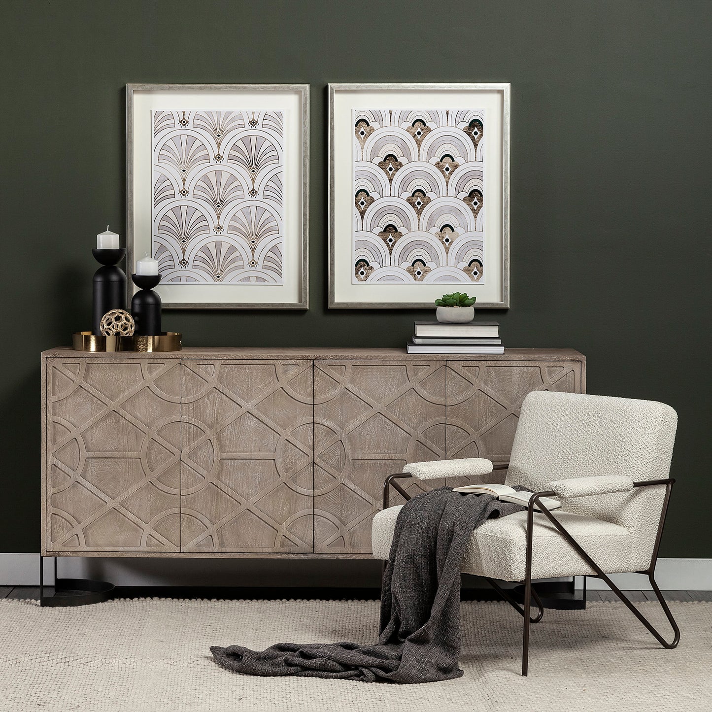 Vicunya Accent Chair Cream Boucle | Brown Metal - accent-chairs