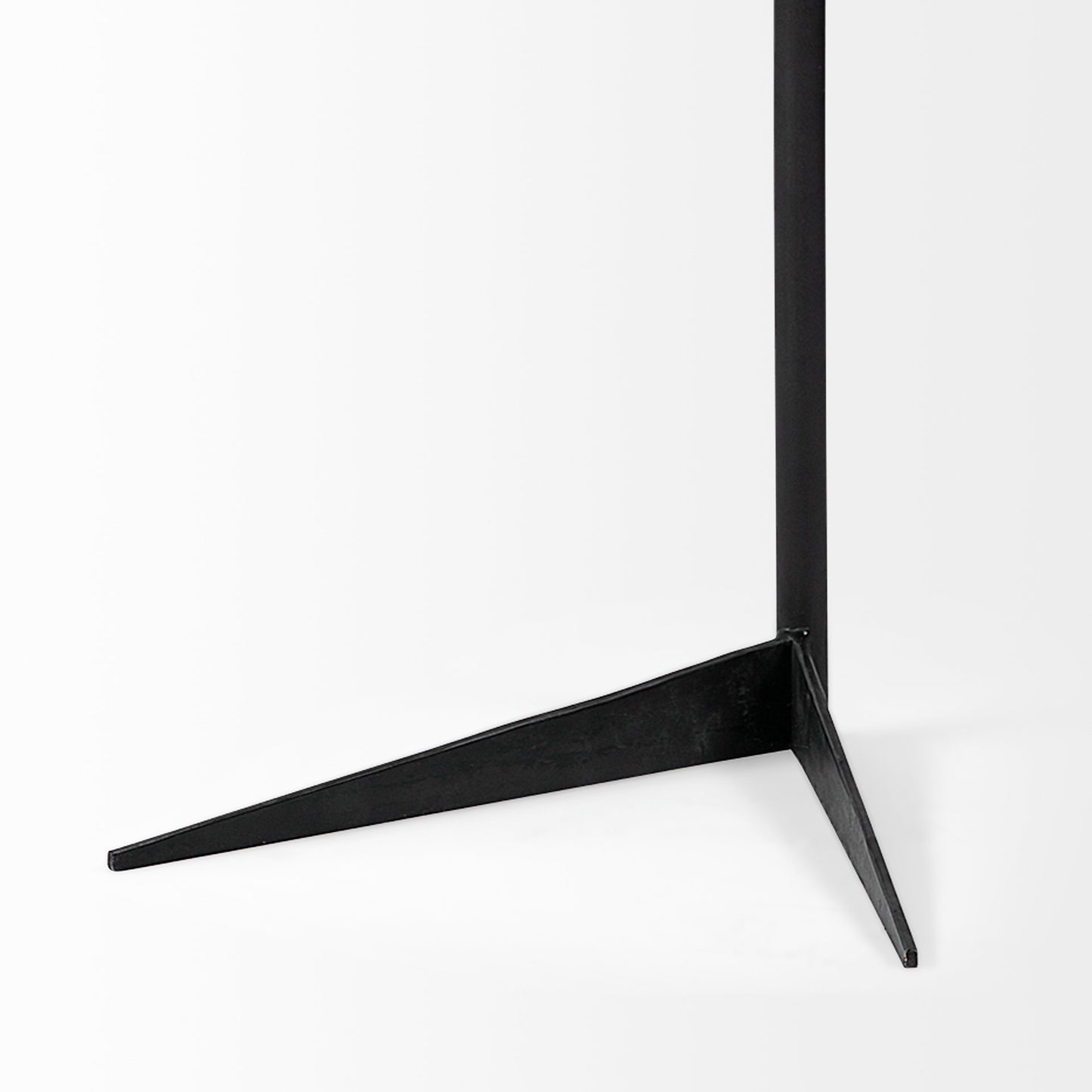 Ballatine II 15L x 15W x 27L White Marble Round Top White w/ Black Metal Base Accent Table