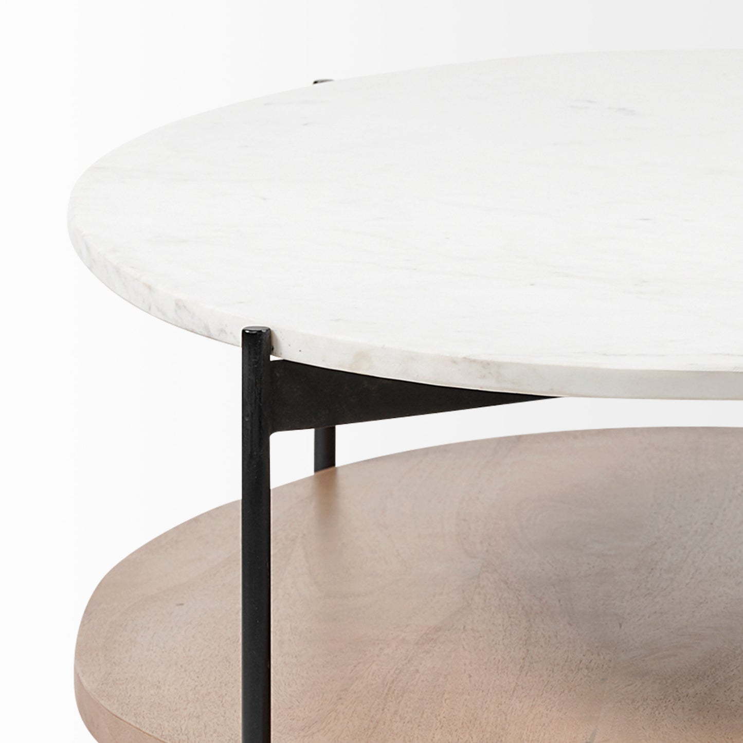 Larkin Coffee Table White Marble | Brown Wood - coffee-tables
