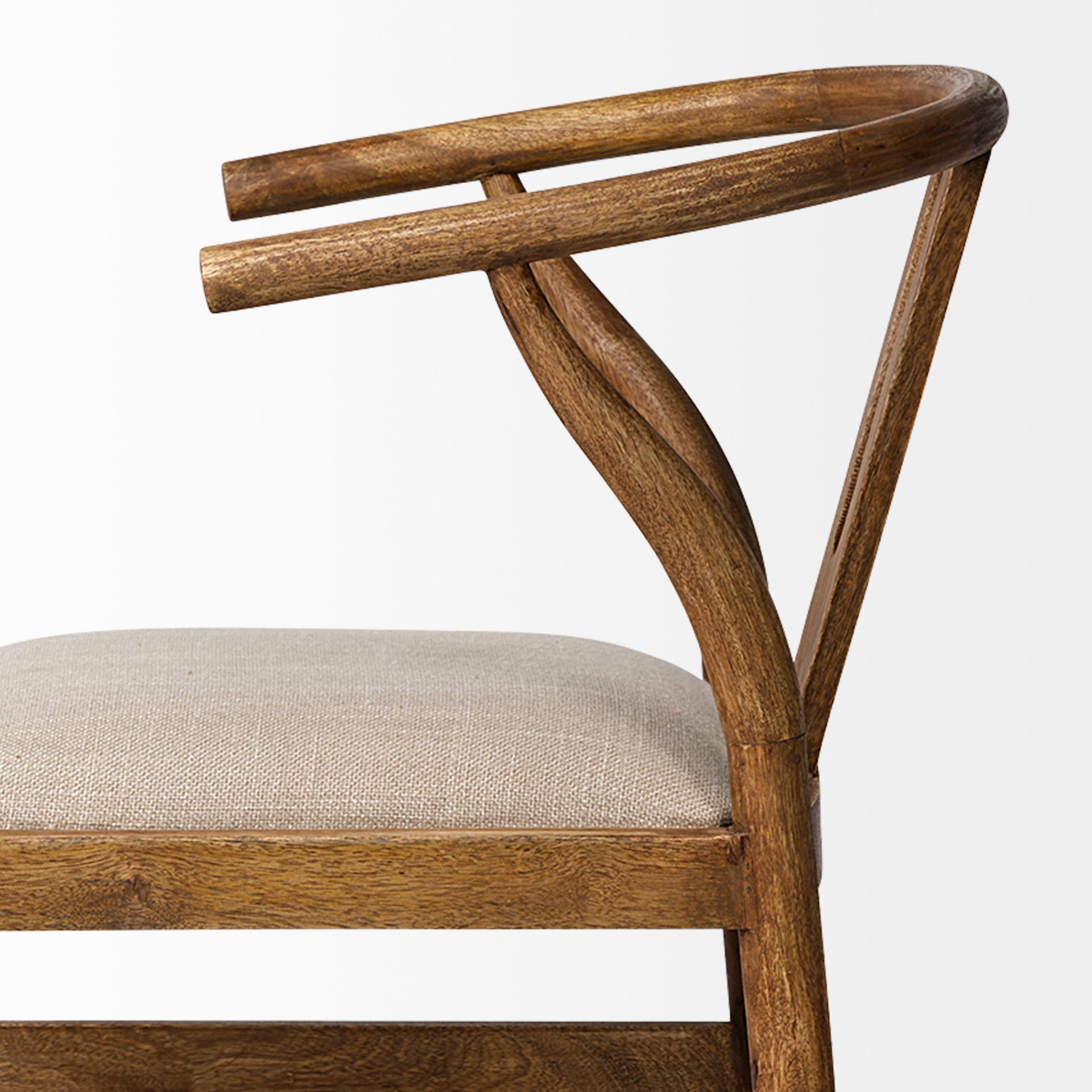 Trixie Upholstered Seat Bar Counter Stool Cream Fabric | Brown Wood - bar-stools