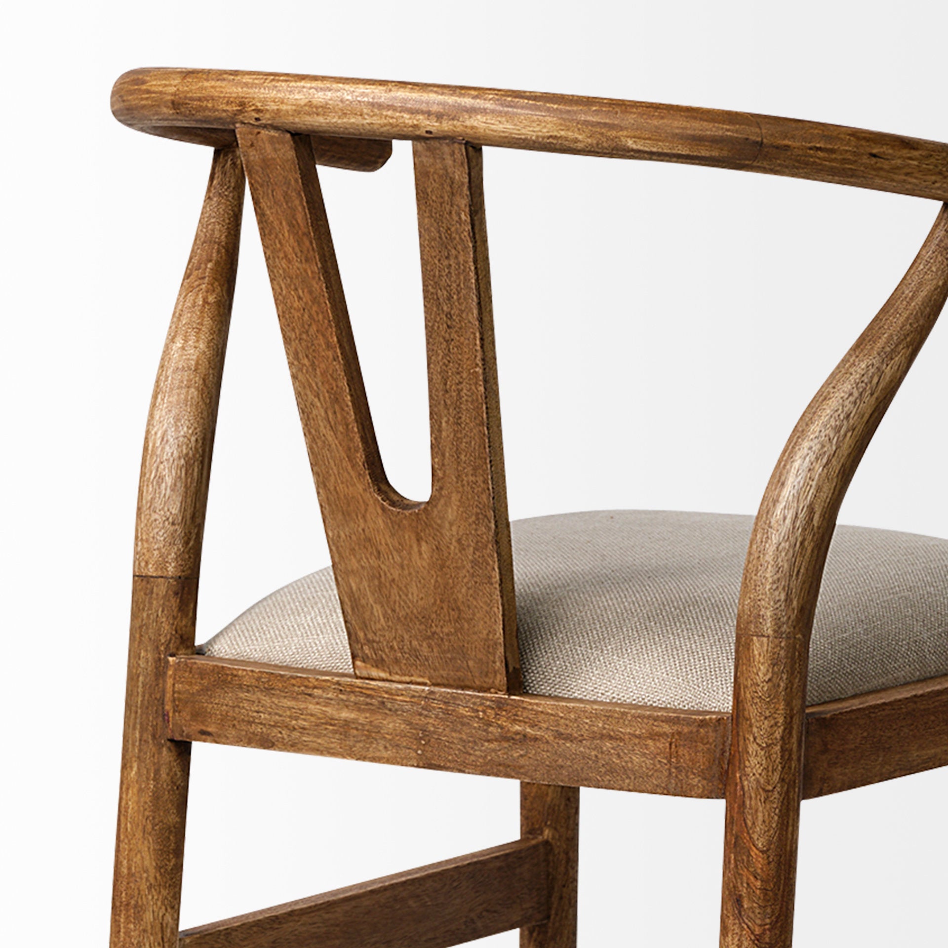 Trixie Upholstered Seat Bar Counter Stool Cream Fabric | Brown Wood - bar-stools