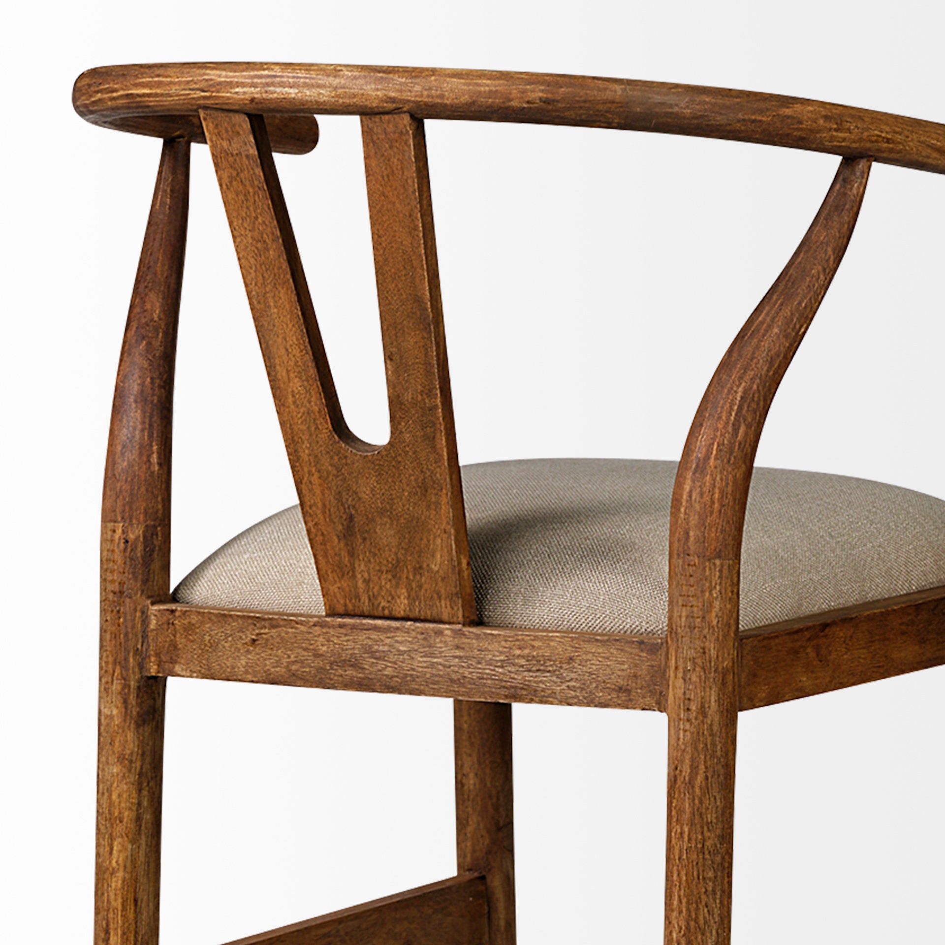 Trixie Upholstered Seat Bar Counter Stool Cream Fabric | Brown Wood | Bar - bar-stools