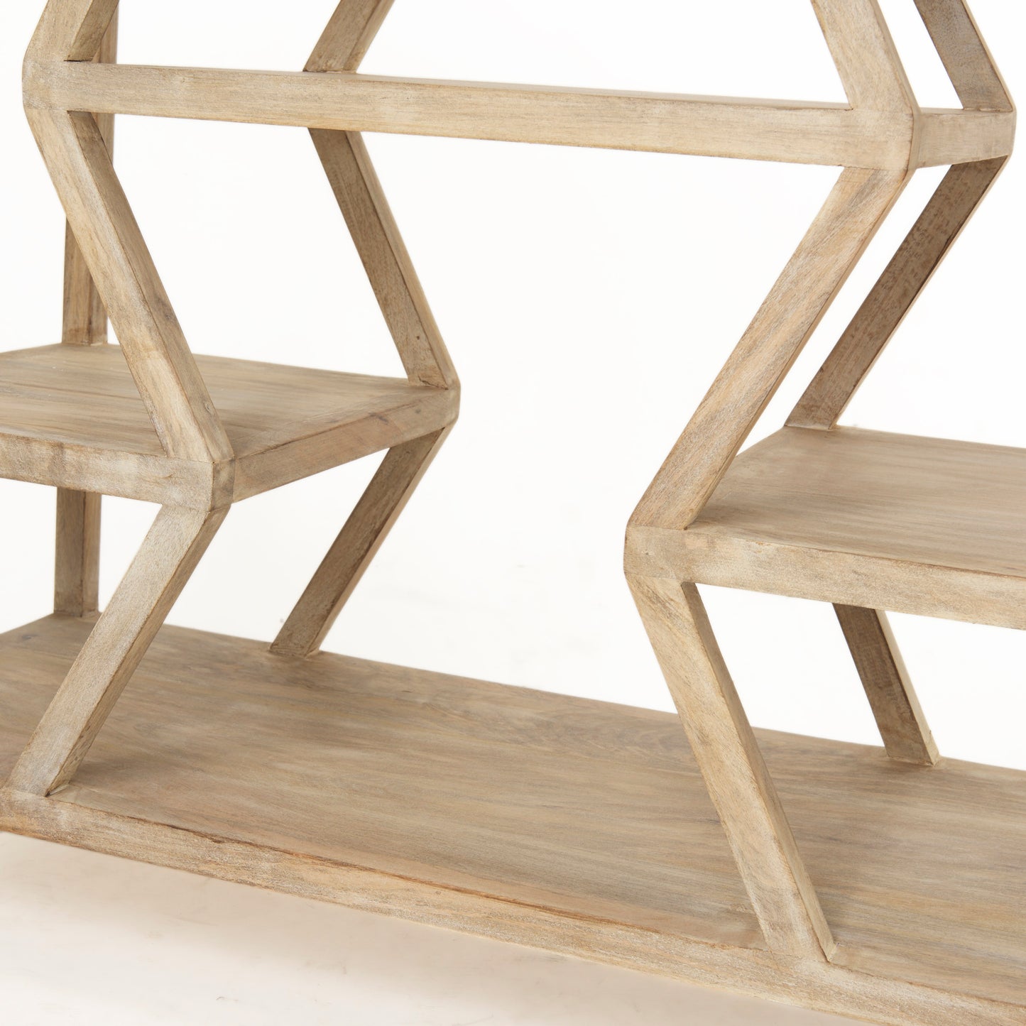 Dayton II 66L x 16W Natural Wooden Multi-Level Shelf Console Table
