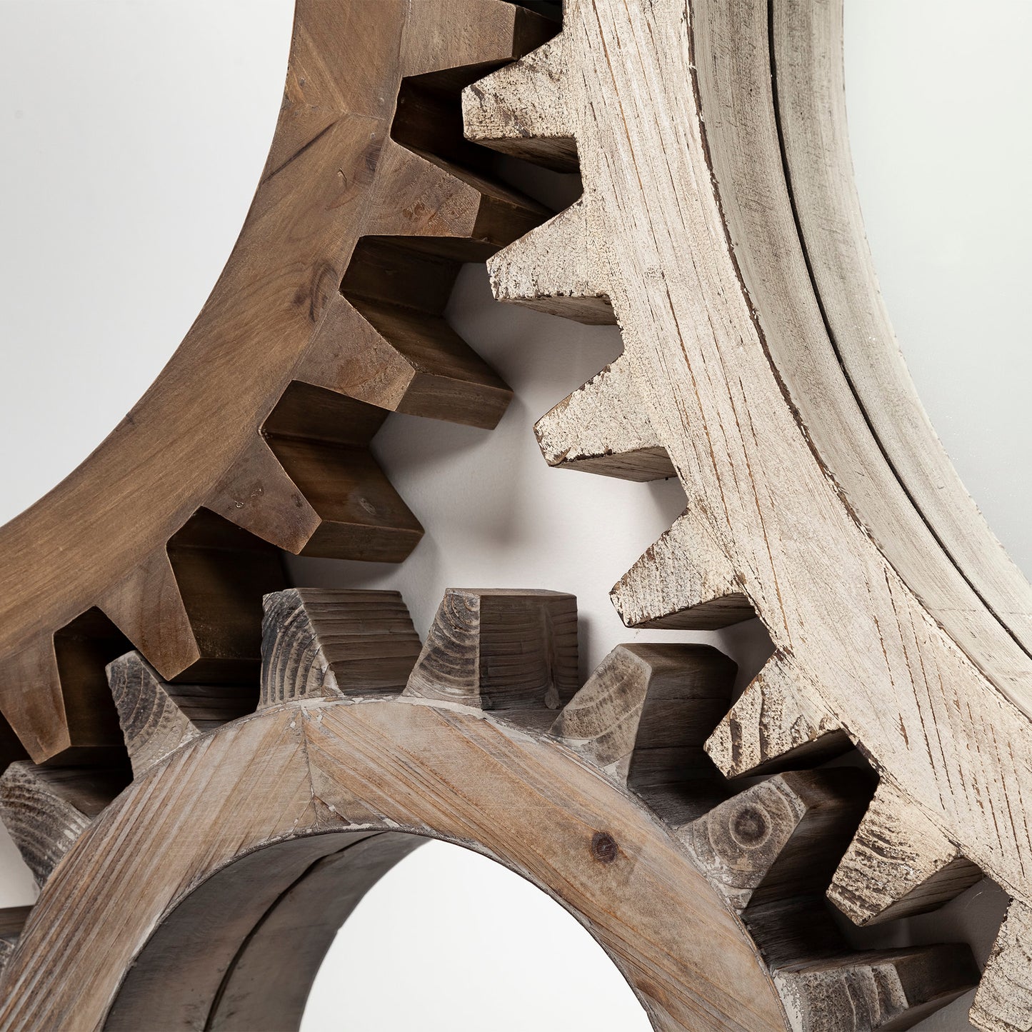 Cog Mirror 26" Round Brown Wood Frame Mirror