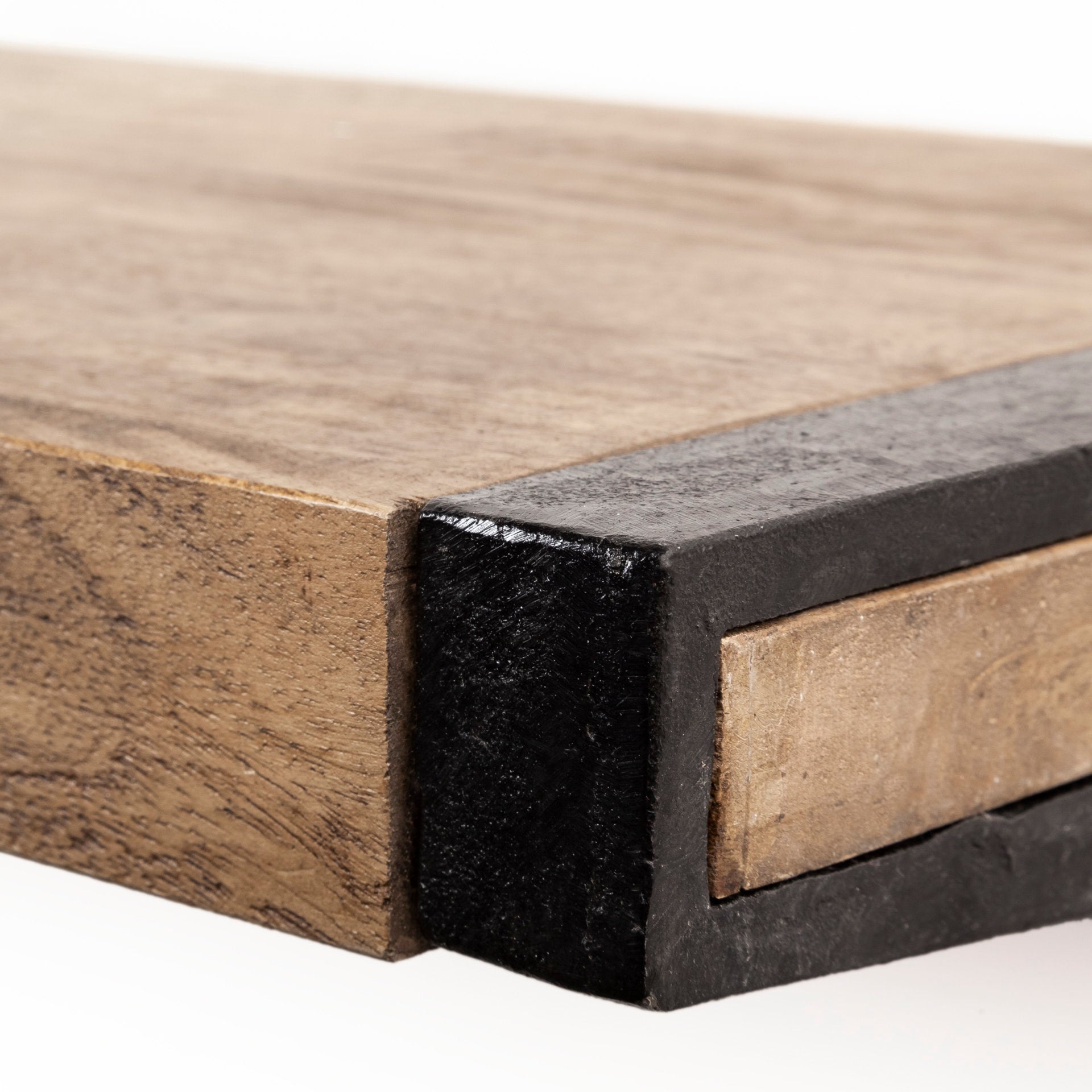 Dion Wall Furniture Brown Wood | Black Metal | 36L - wall-furniture