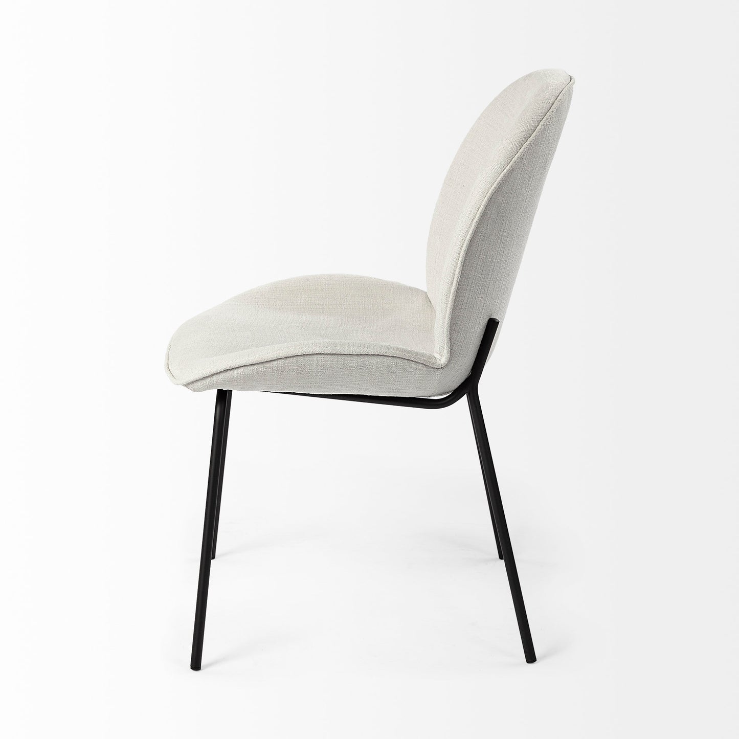 Inala Dining Chair White Fabric | Black Metal - dining-chairs