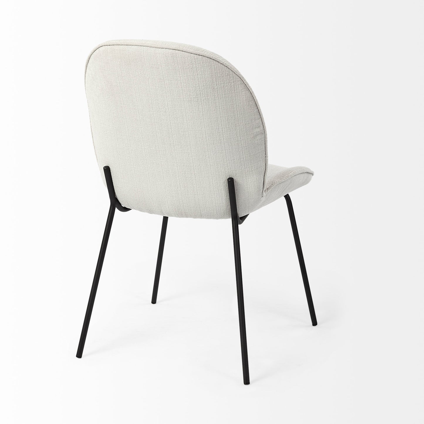 Inala Dining Chair White Fabric | Black Metal - dining-chairs