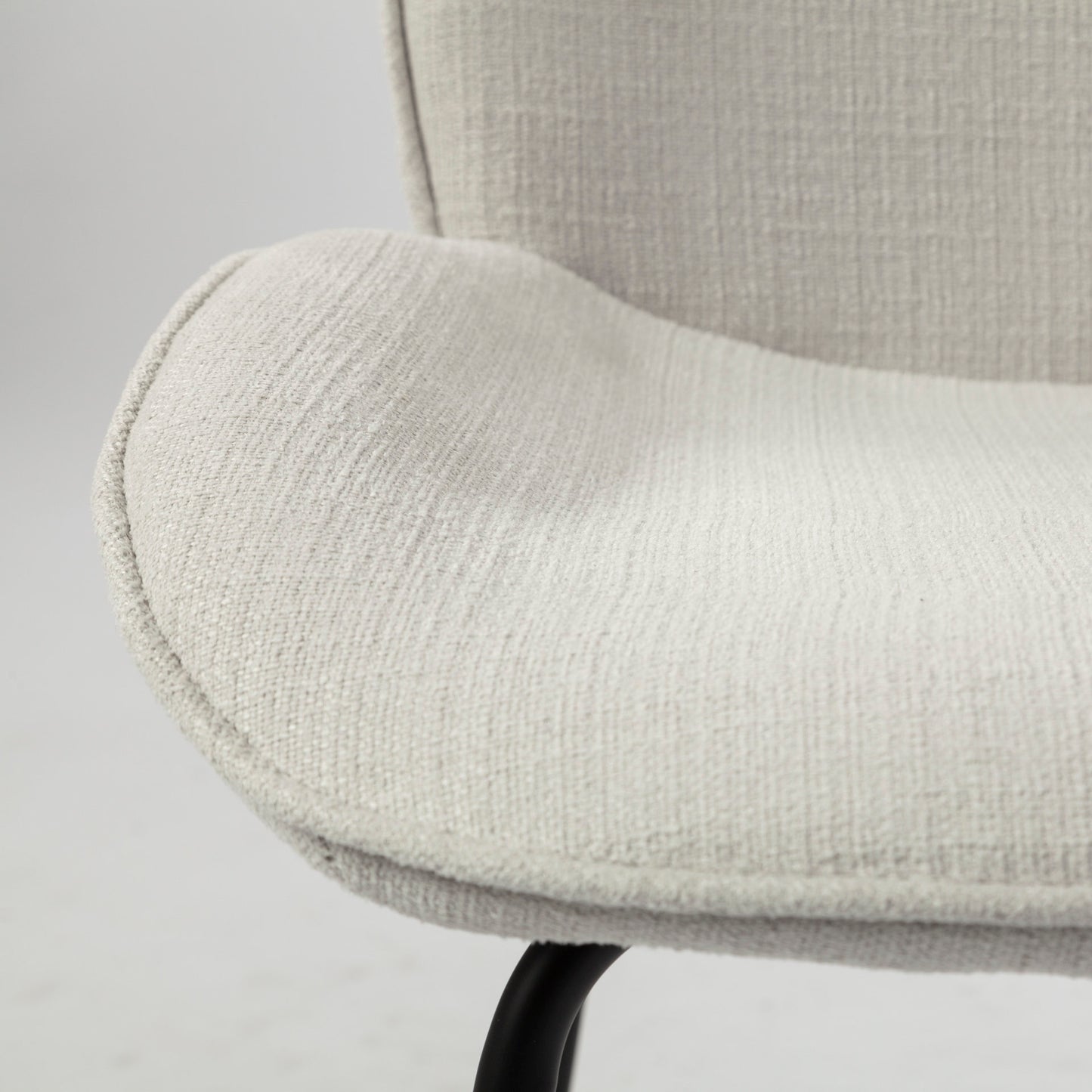 Inala Dining Chair White Fabric | Black Metal - dining-chairs