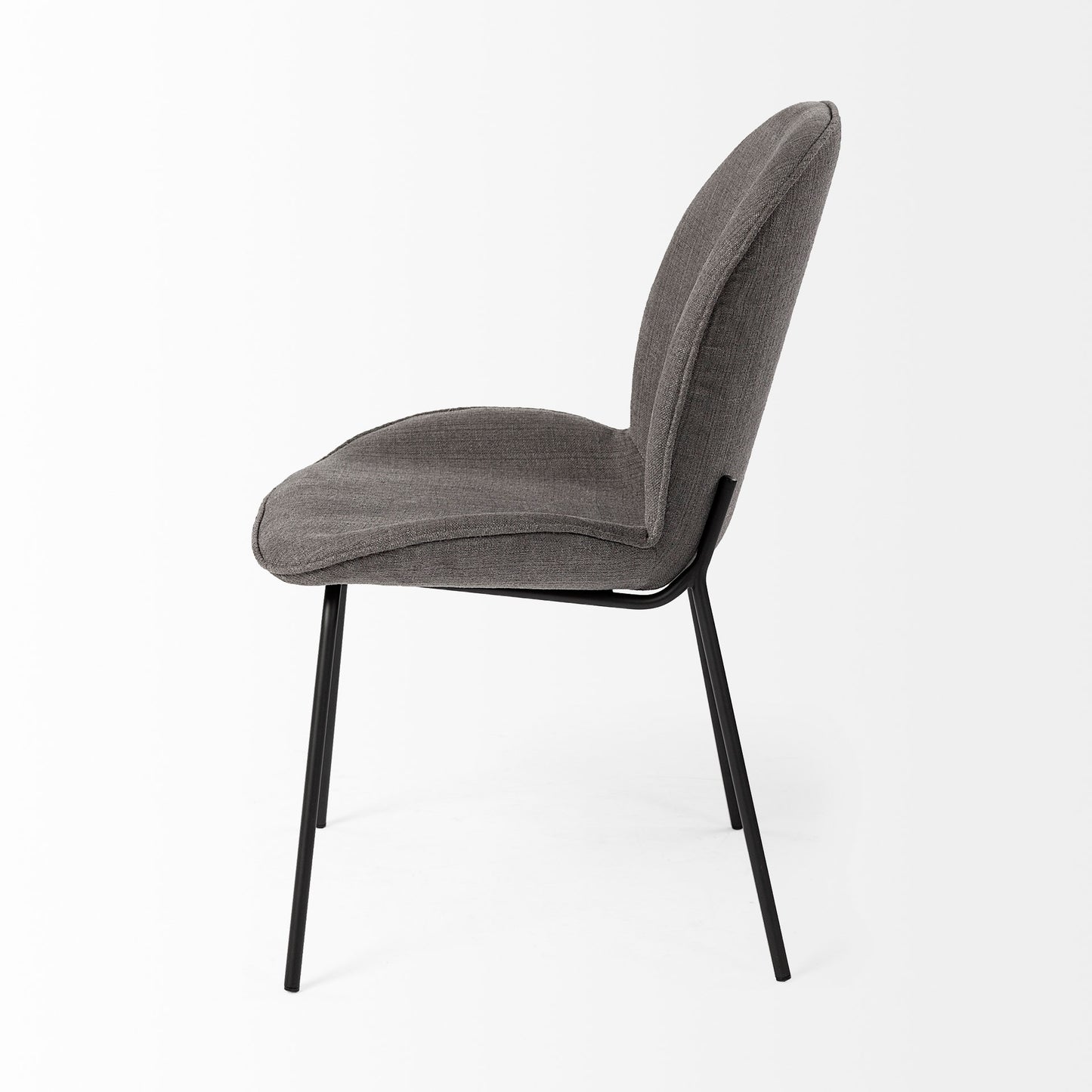 Inala Dining Chair Gray Fabric | Black Metal - dining-chairs