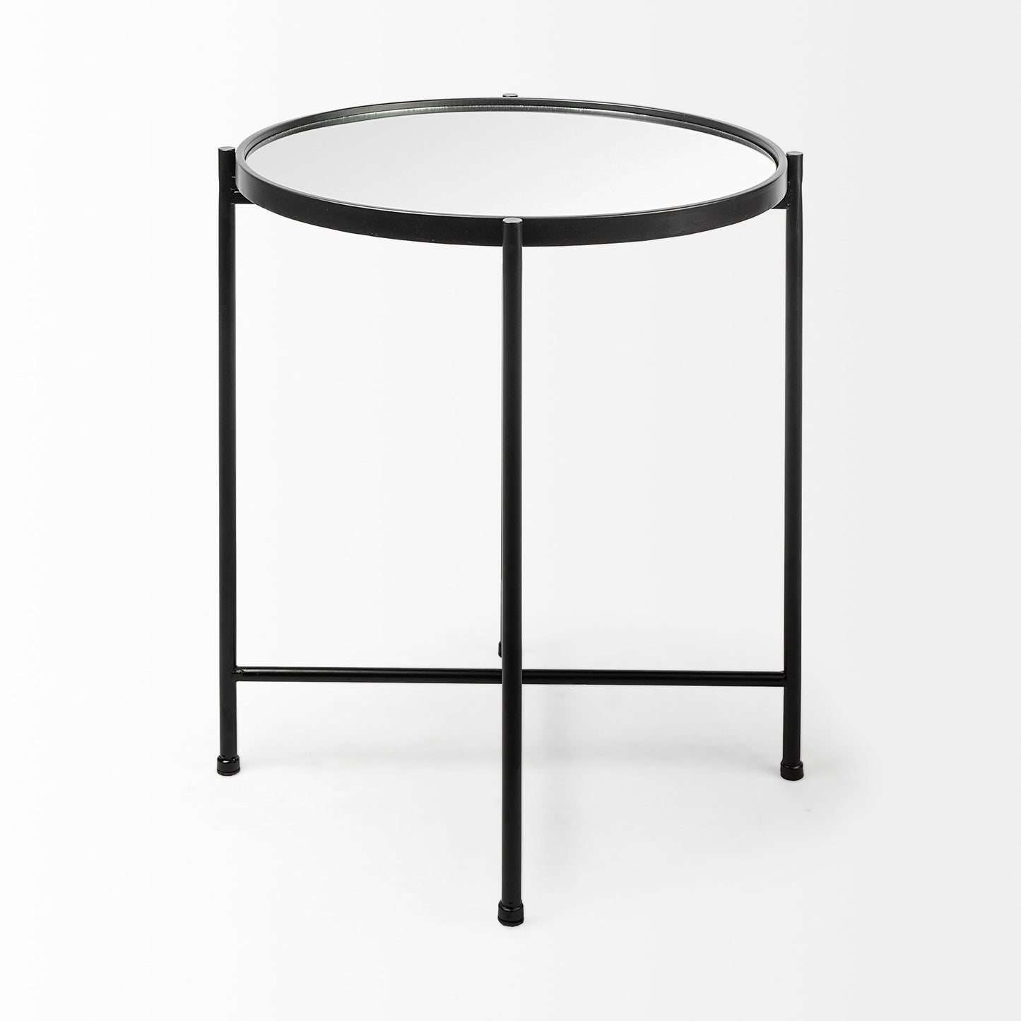 Samantha Accent Table Mirror | Black Metal | Small - accent-tables