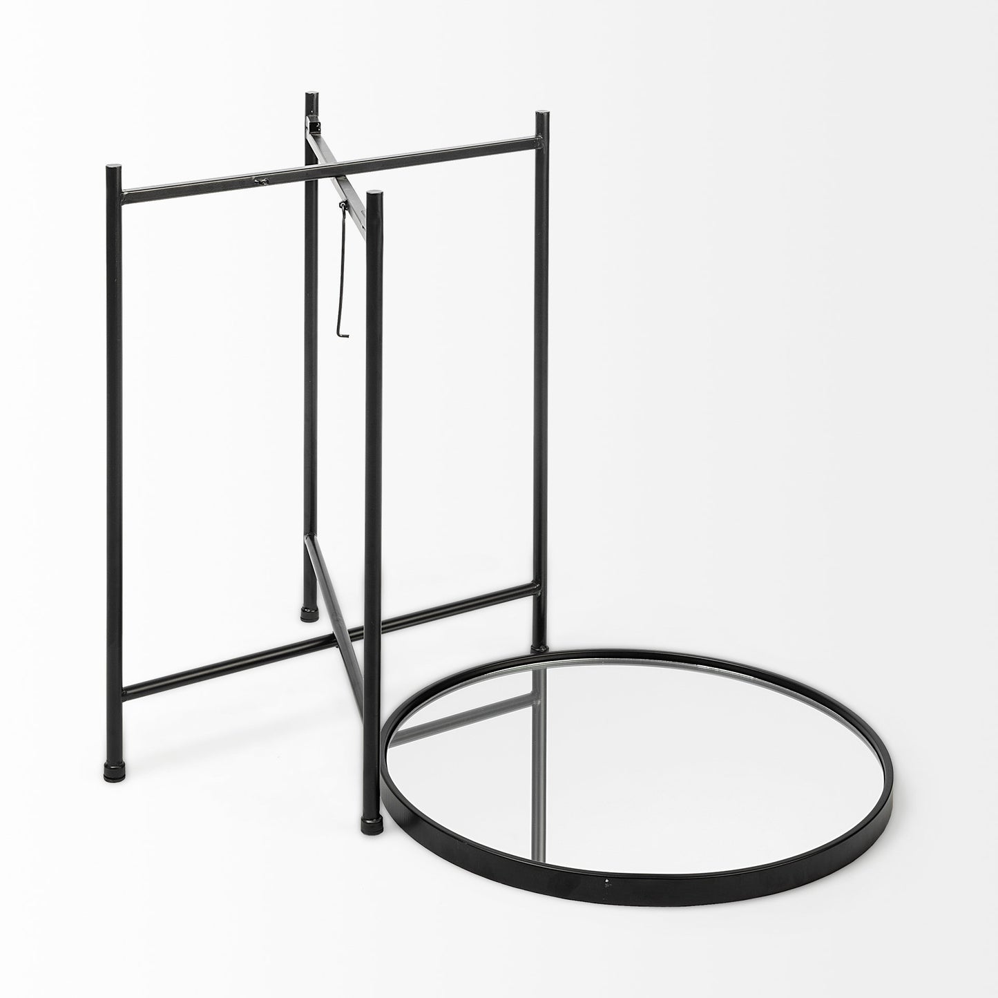 Samantha Accent Table Mirror | Black Metal | Small - accent-tables