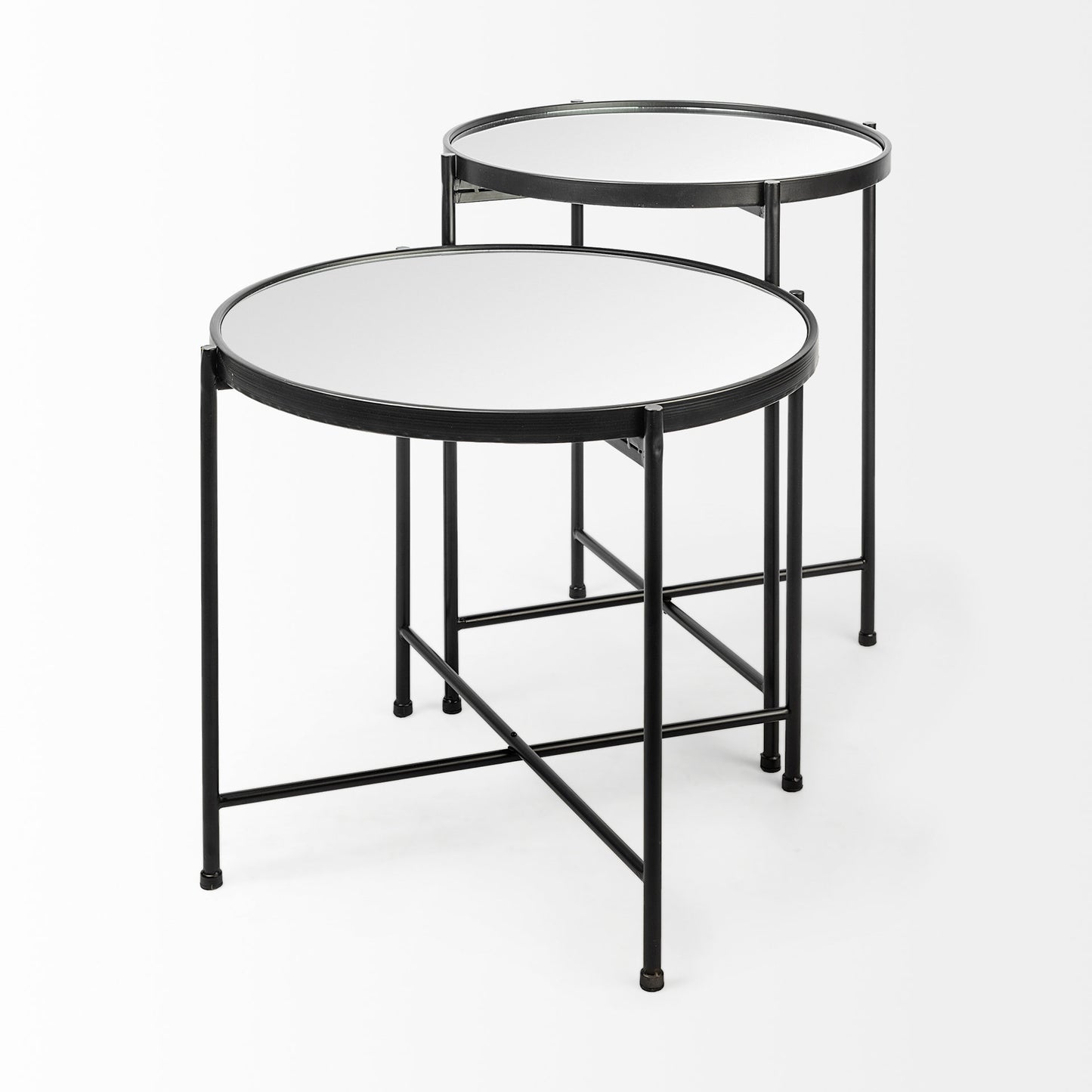 Samantha Accent Table Mirror | Black Metal | Small - accent-tables