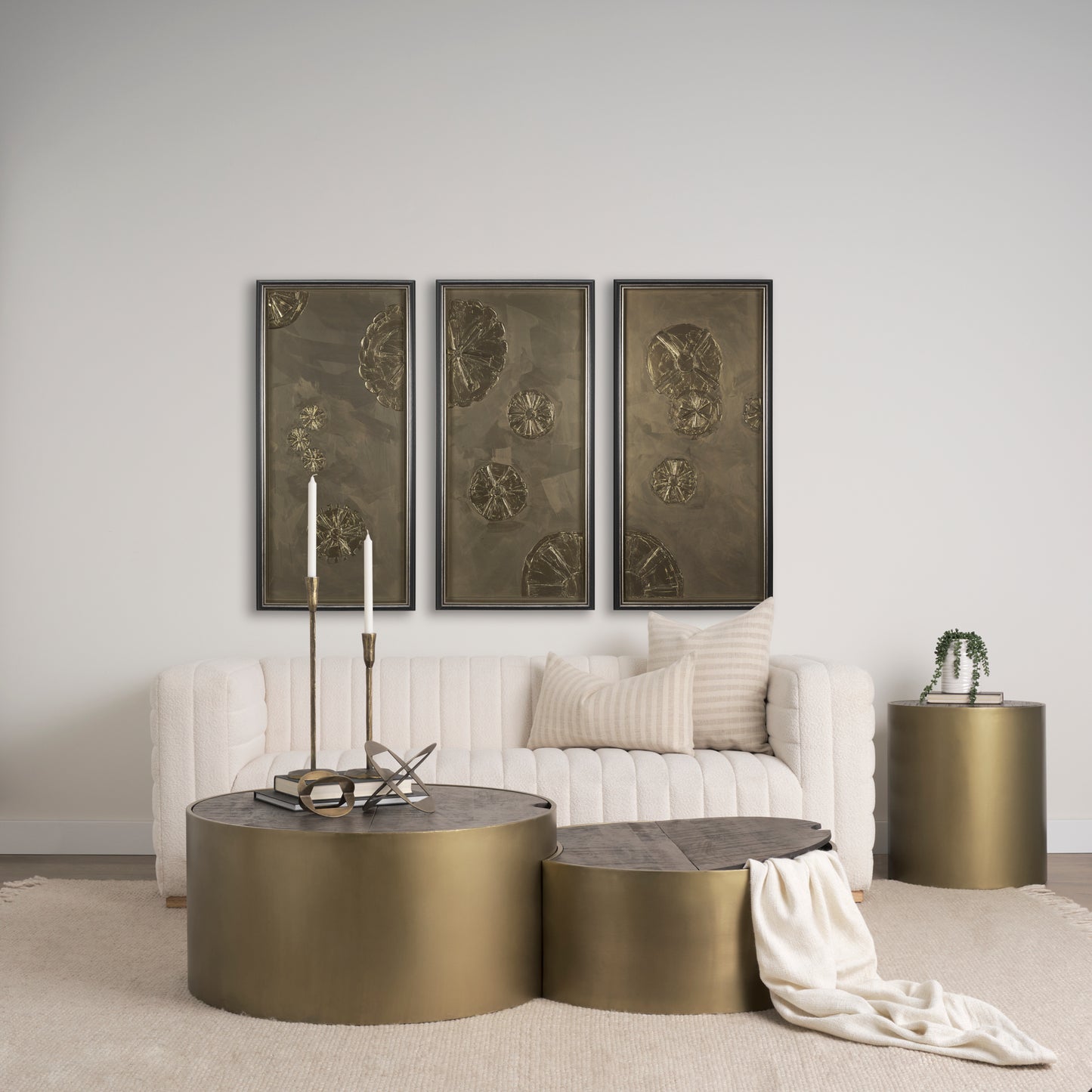 Eclipse Coffee Table Antique Brass Metal | Brown Wood - coffee-tables