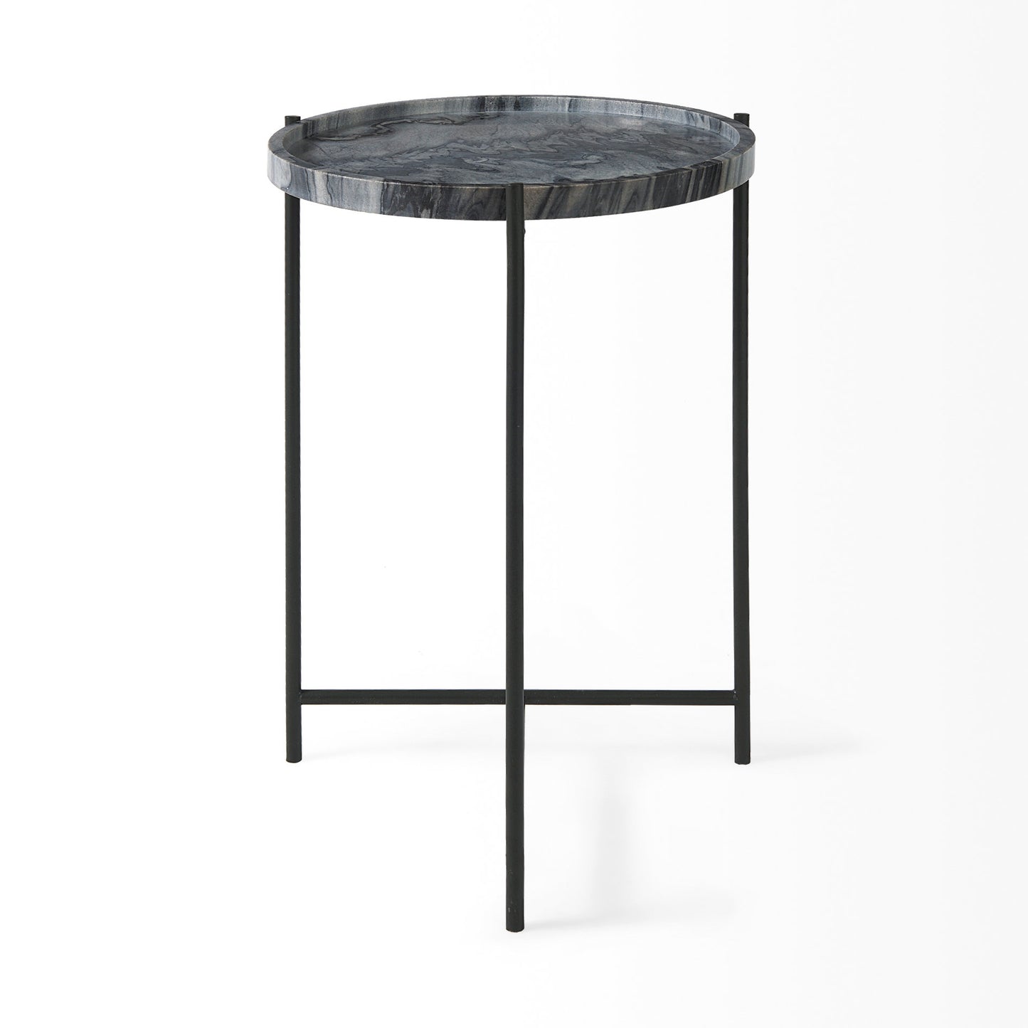 Stella Accent Table Gray Marble | Black Metal - accent-tables