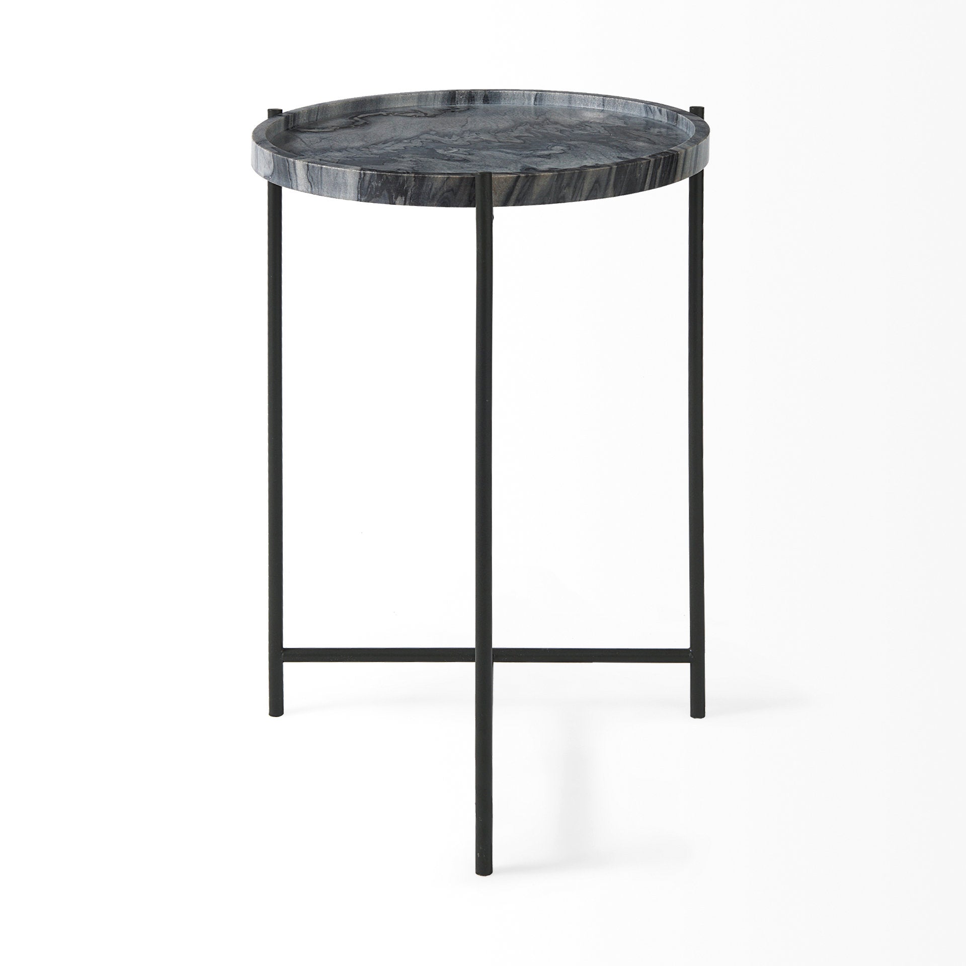 Stella Accent Table Gray Marble | Black Metal - accent-tables