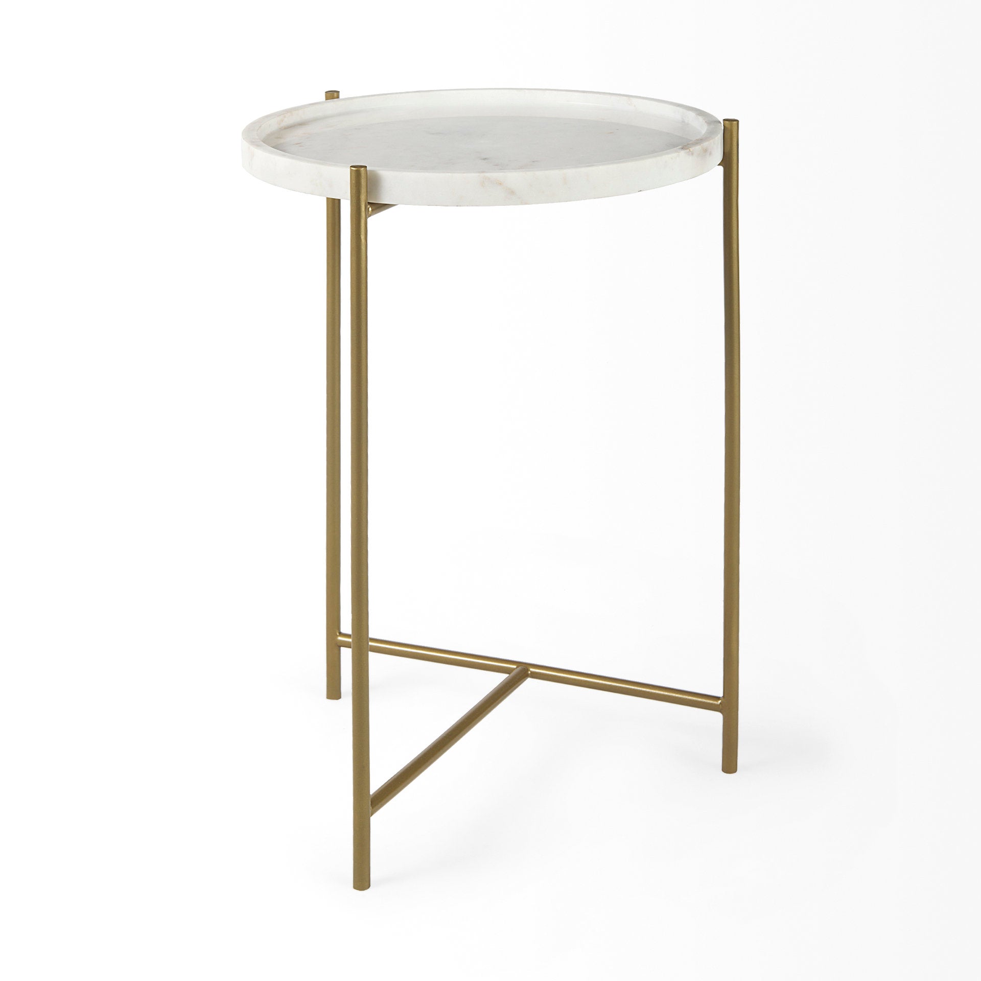 Stella Accent Table White Marble | Gold Metal - accent-tables