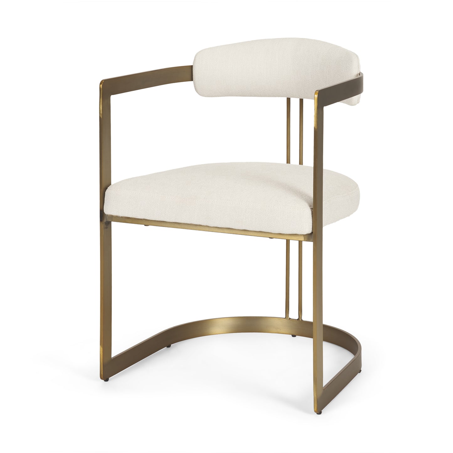 Hollyfield Upholstered Dining Chair Cream Fabric | Gold Metal - dining-chairs