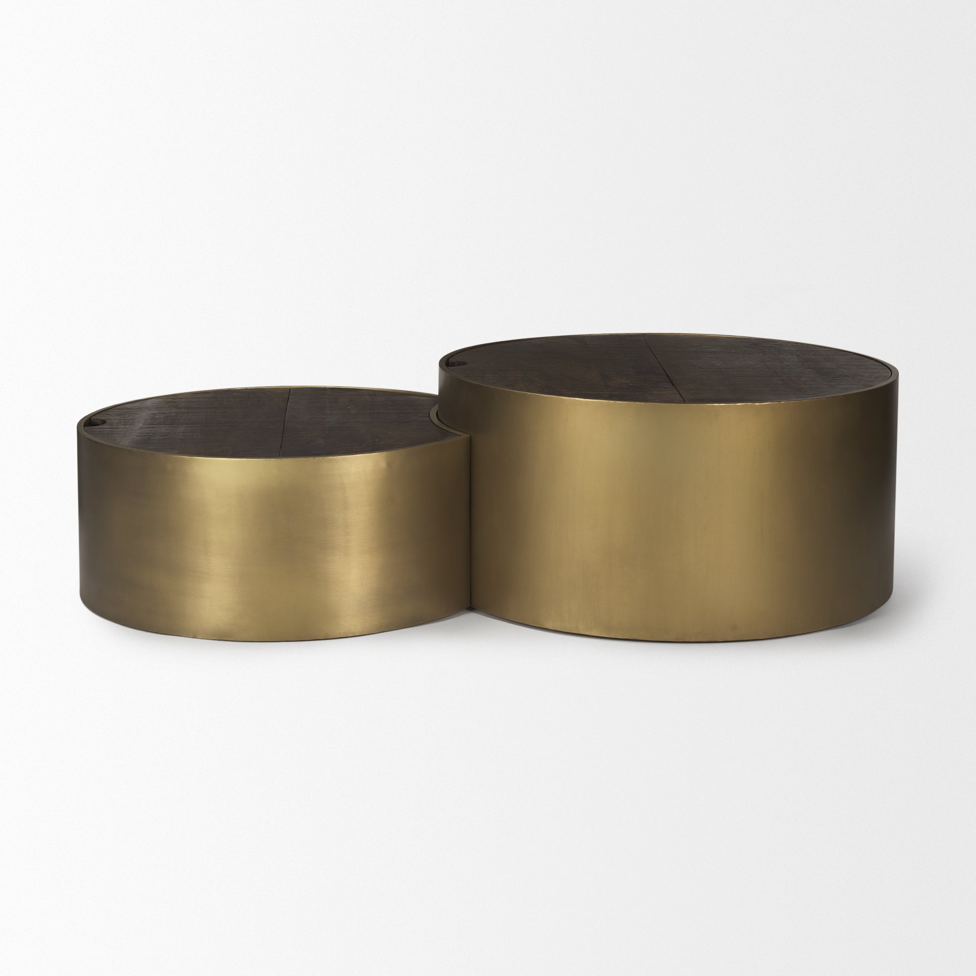 Eclipse Coffee Table Antique Brass Metal | Brown Wood - coffee-tables