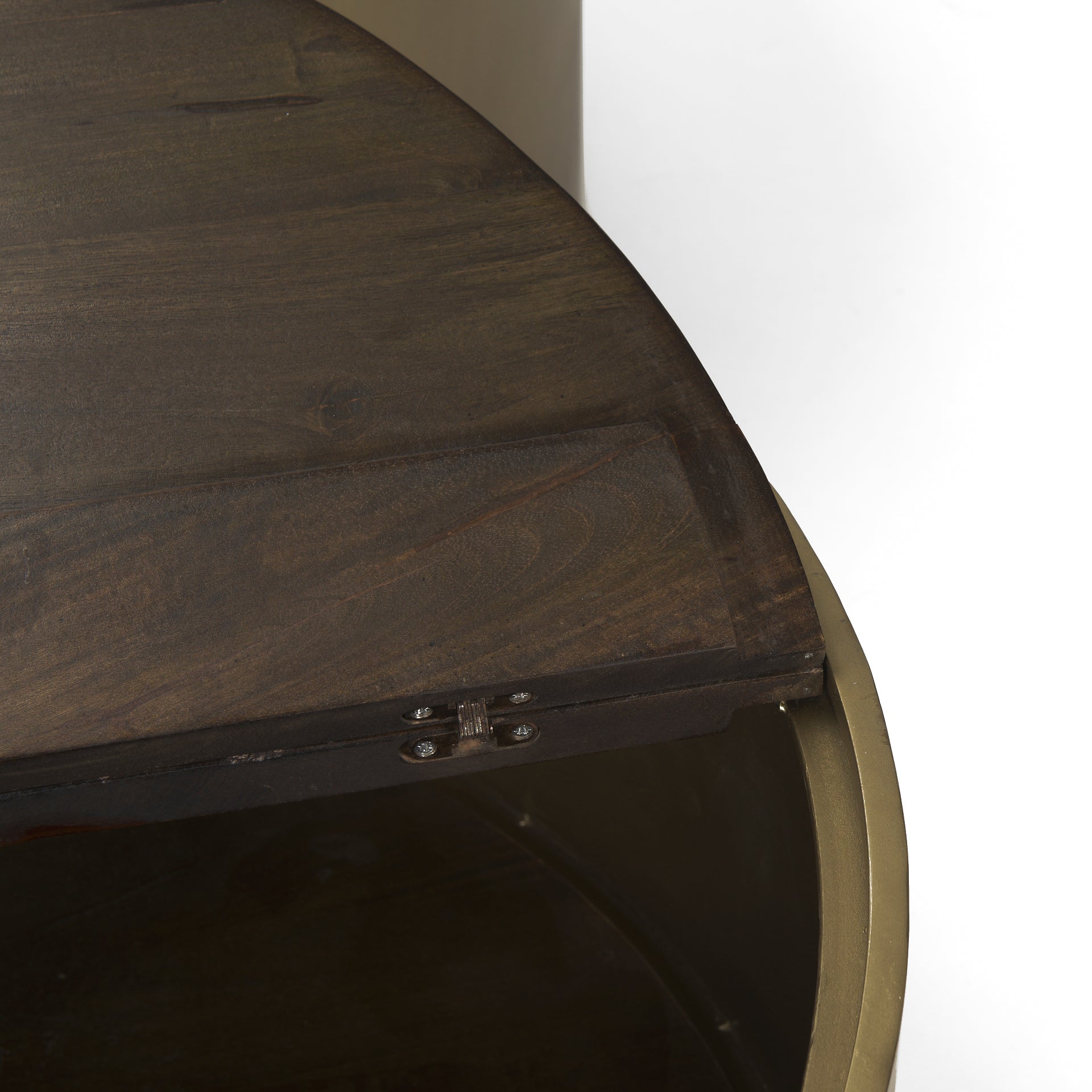 Eclipse Coffee Table Antique Brass Metal | Brown Wood - coffee-tables