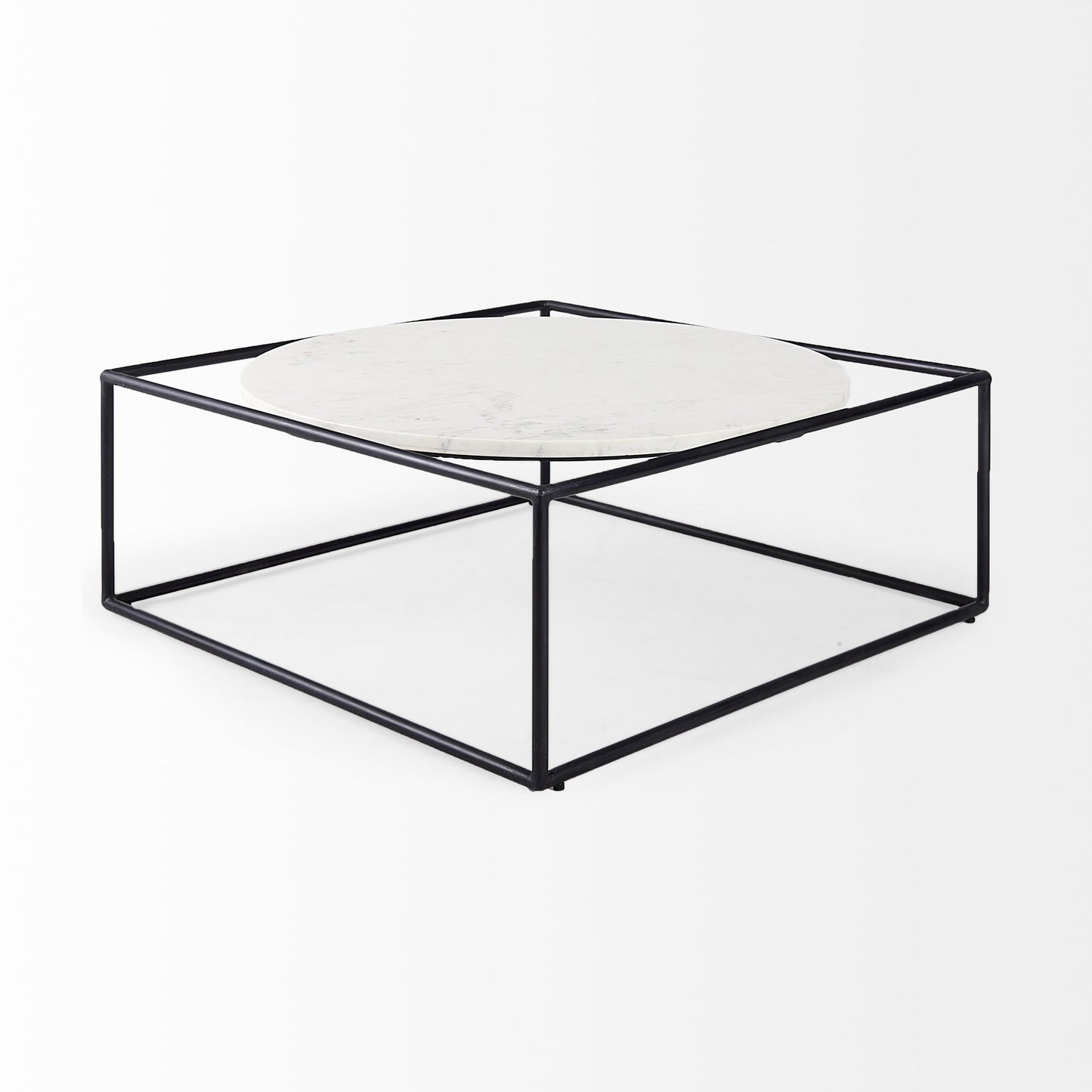 Austen Coffee Table White Marble | Black Metal - coffee-tables