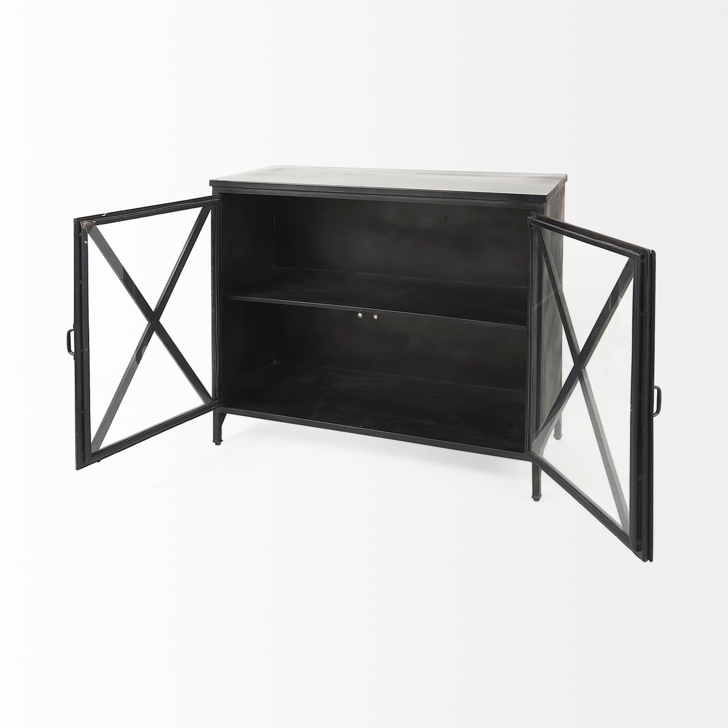 Poppy Accent Cabinet Black Metal | Glass - acc-chest-cabinets