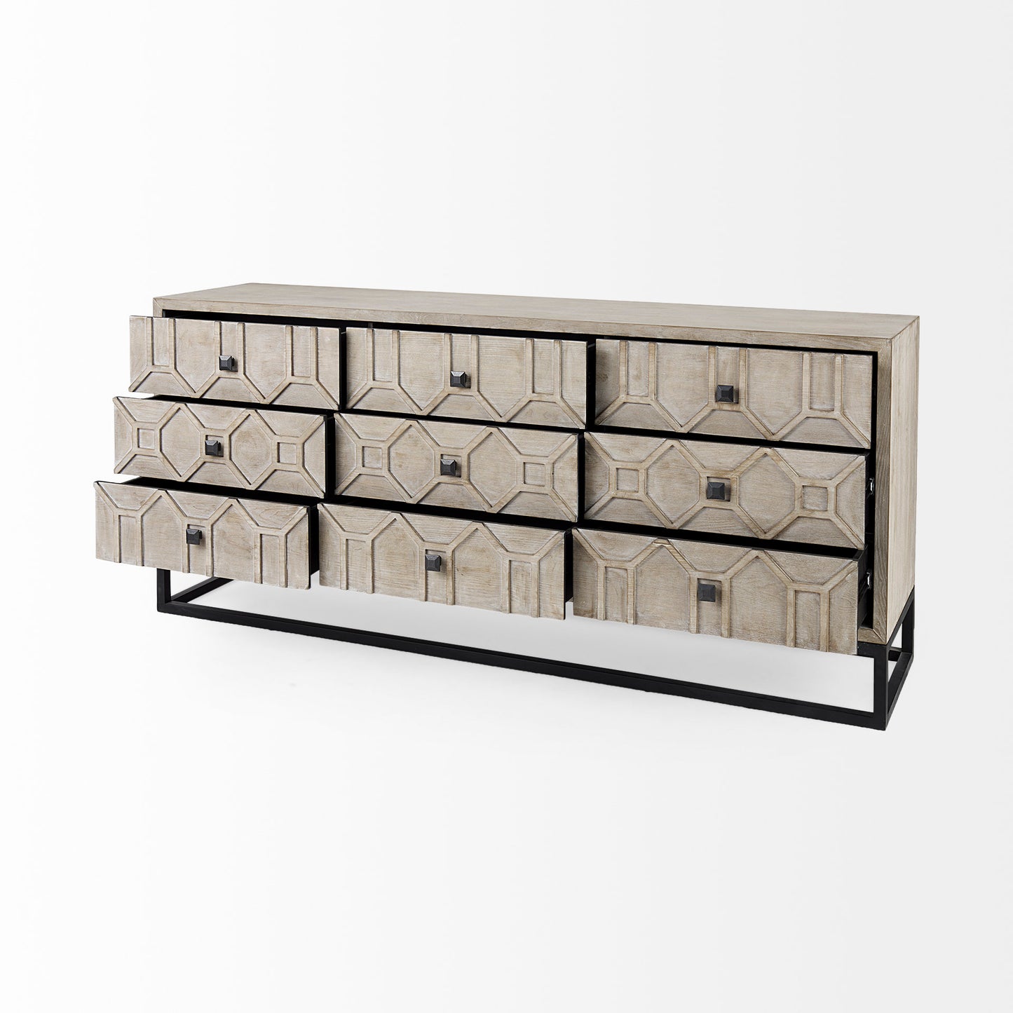 Genevieve Sideboard Brown Wood | Black Metal - sideboards-and-buffets