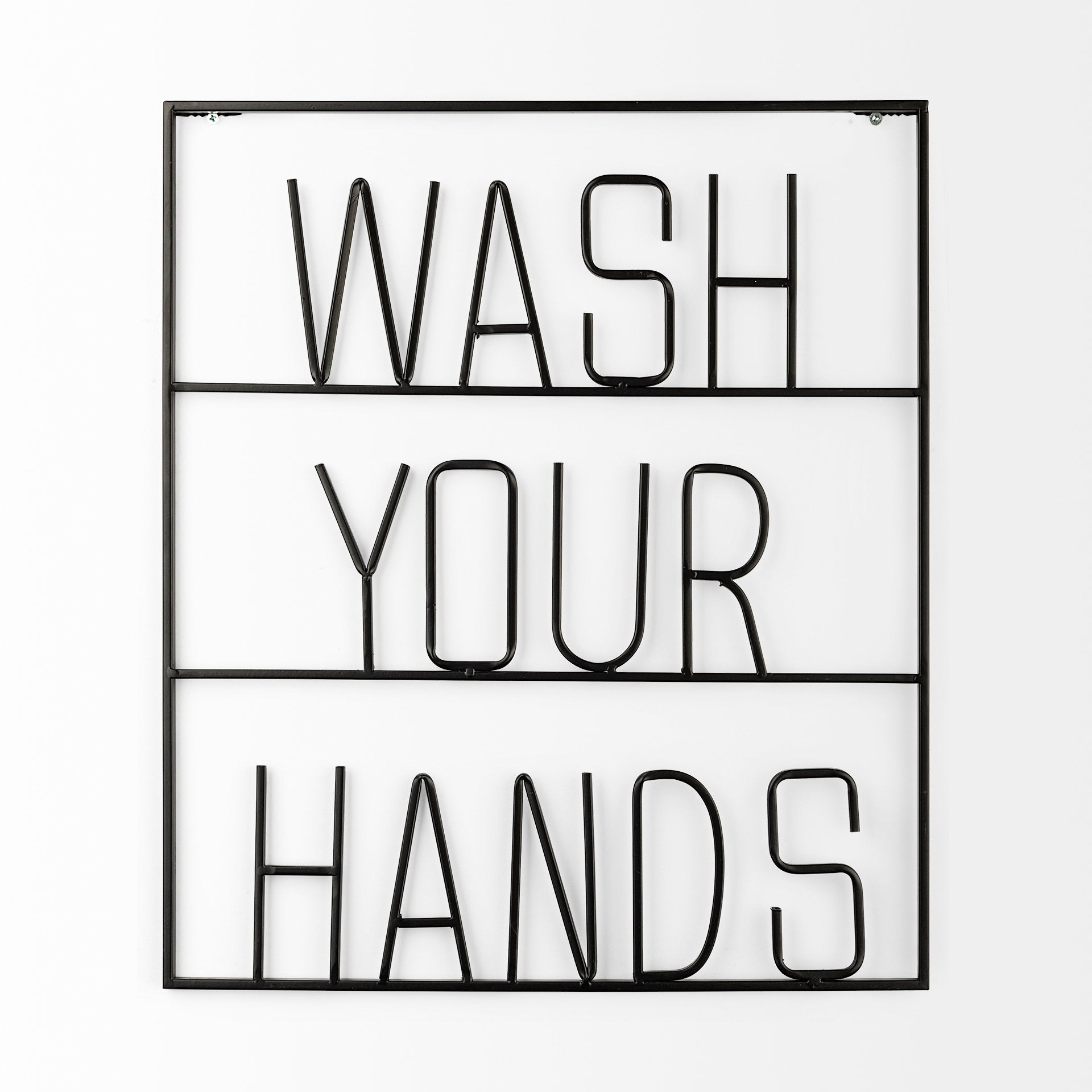 Playful Sign Wall Decor Black Metal | Wash Your Hands - alternative-wall-decor