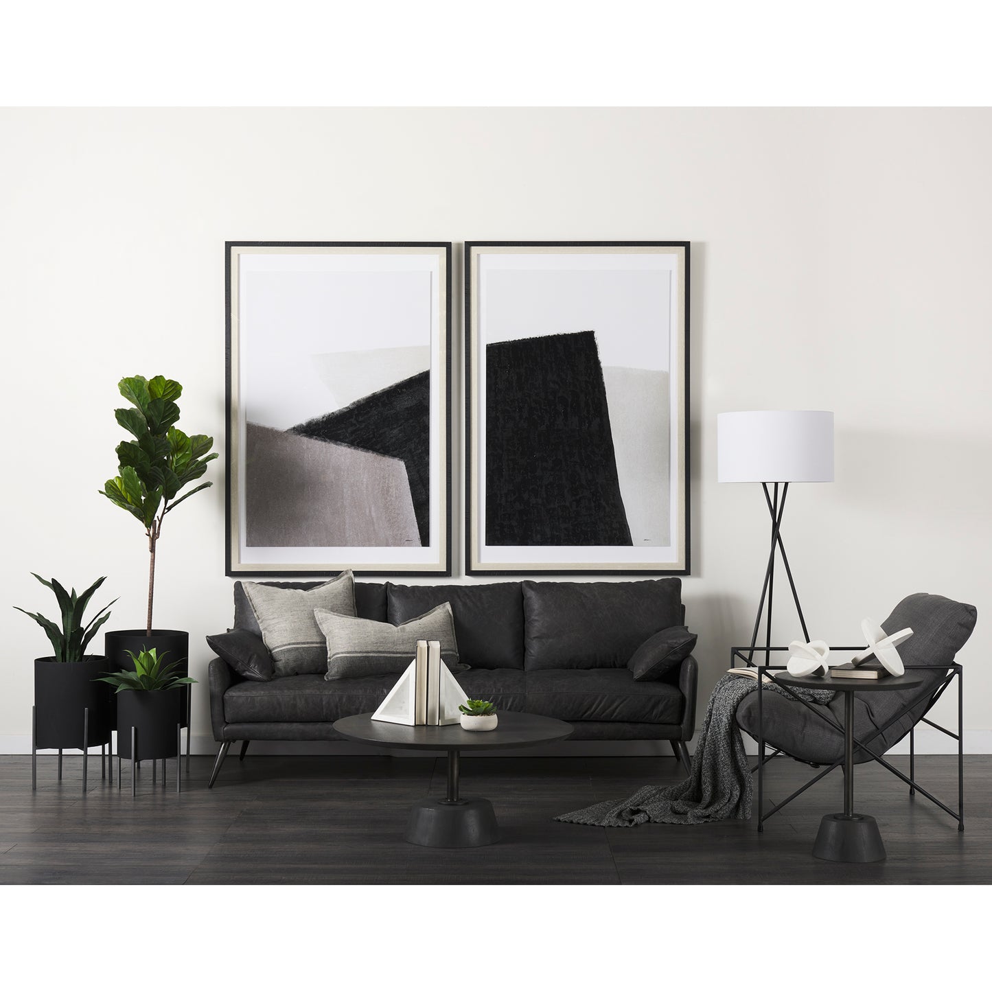Leonidas Upholstered Accent Chair Gray Fabric | Black Metal - accent-chairs