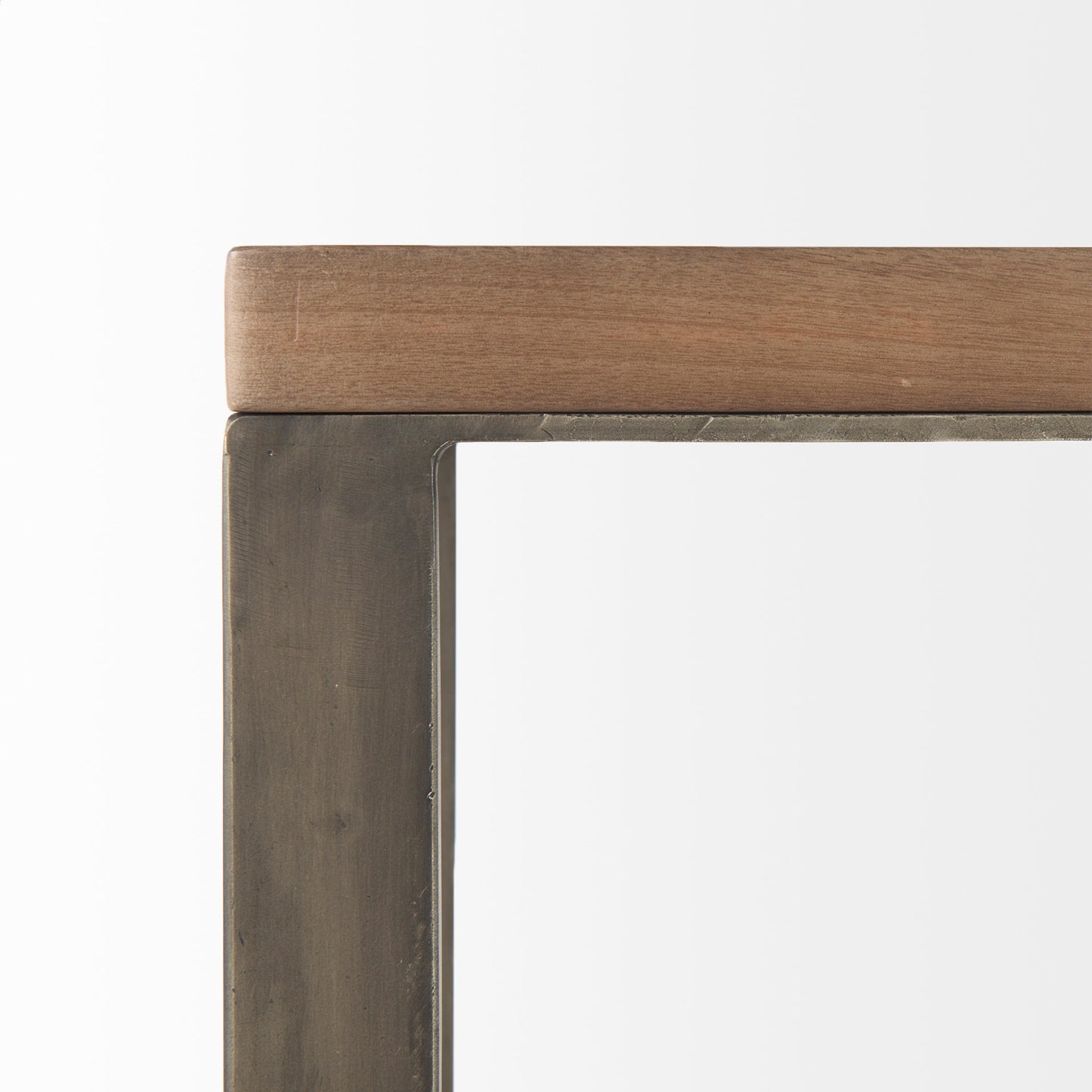 Faye C End Side Table Medium Brown Wood | Gray Metal | C Shaped - end-and-side-tables