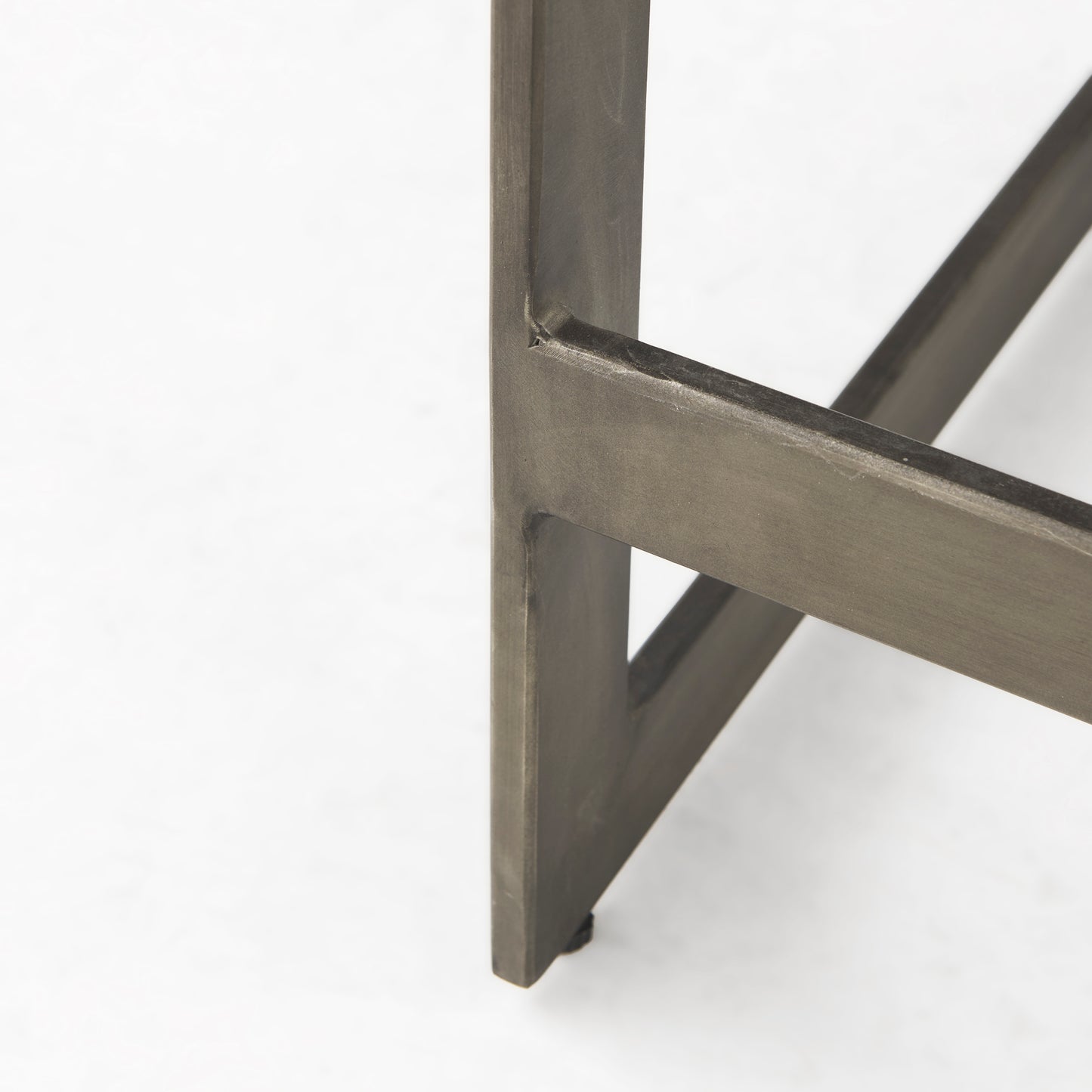 Kiran 17L x 17W x 26H Medium Brown Wood W/ Antique Nickel Finished Metal Frame Counter Stool