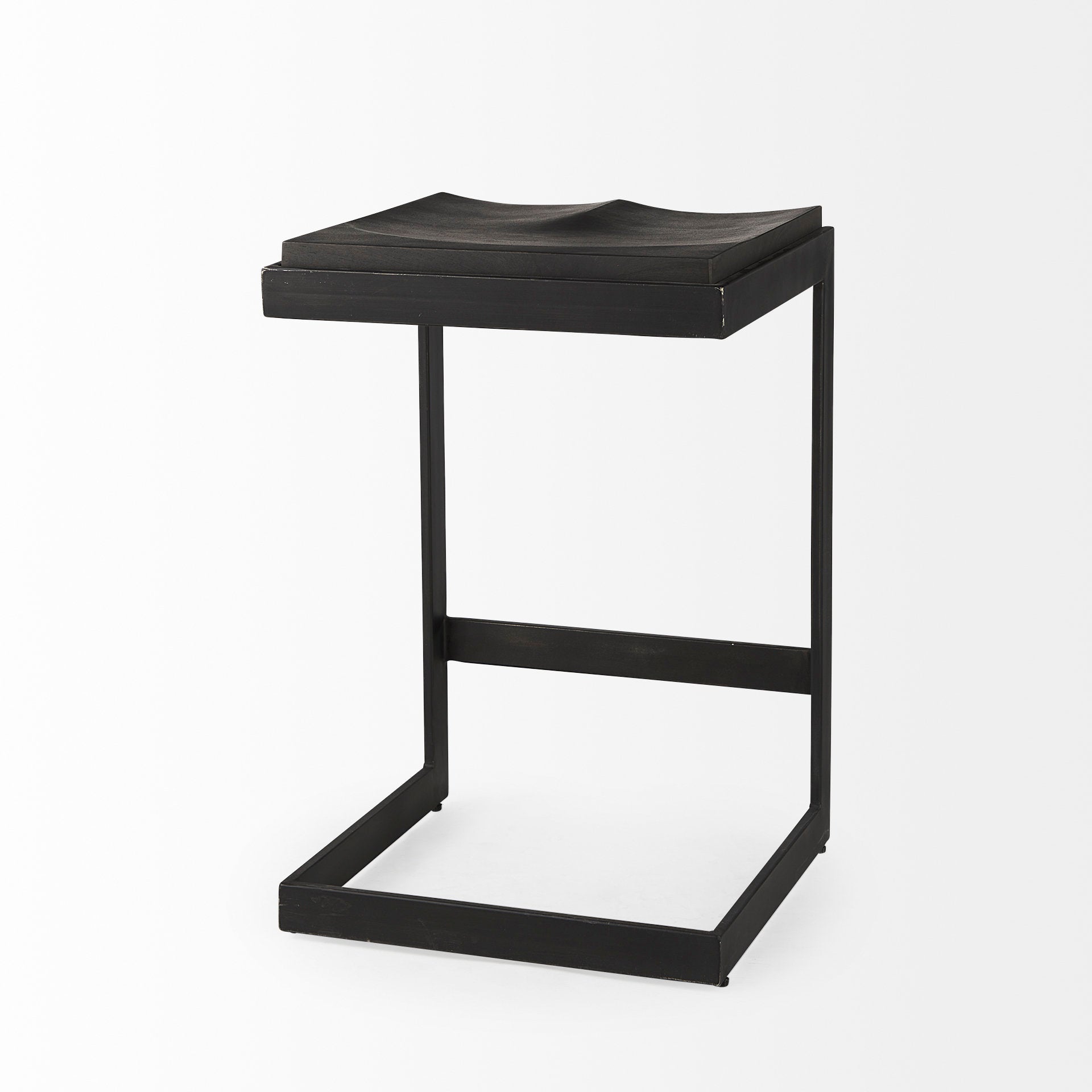 Kiran Wood Seat Bar Counter Stool Black Wood | Black Metal | Counter - bar-stools