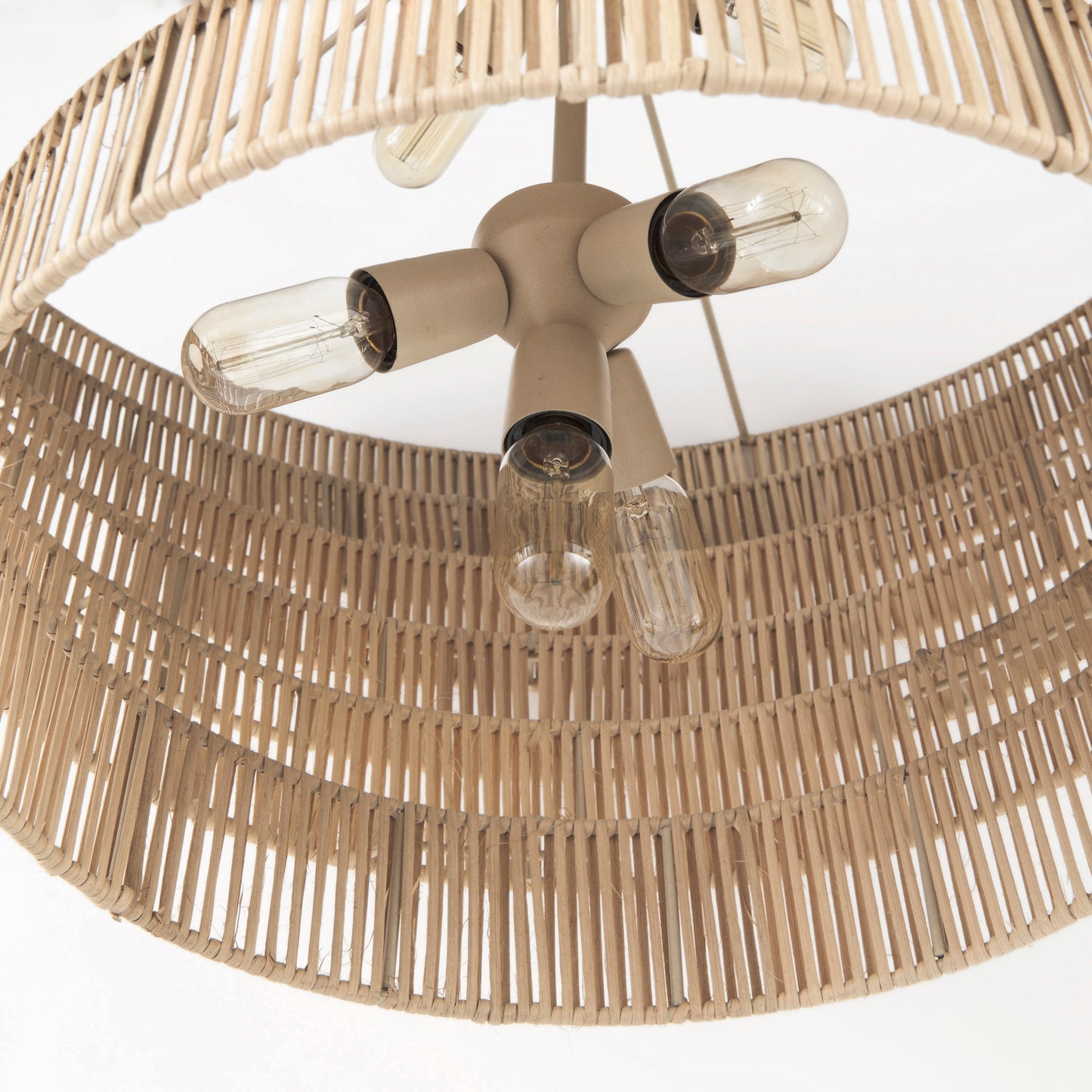 Marimba 40 L x 40 W x 24 H Natural Cane 6 Tier Chandelier